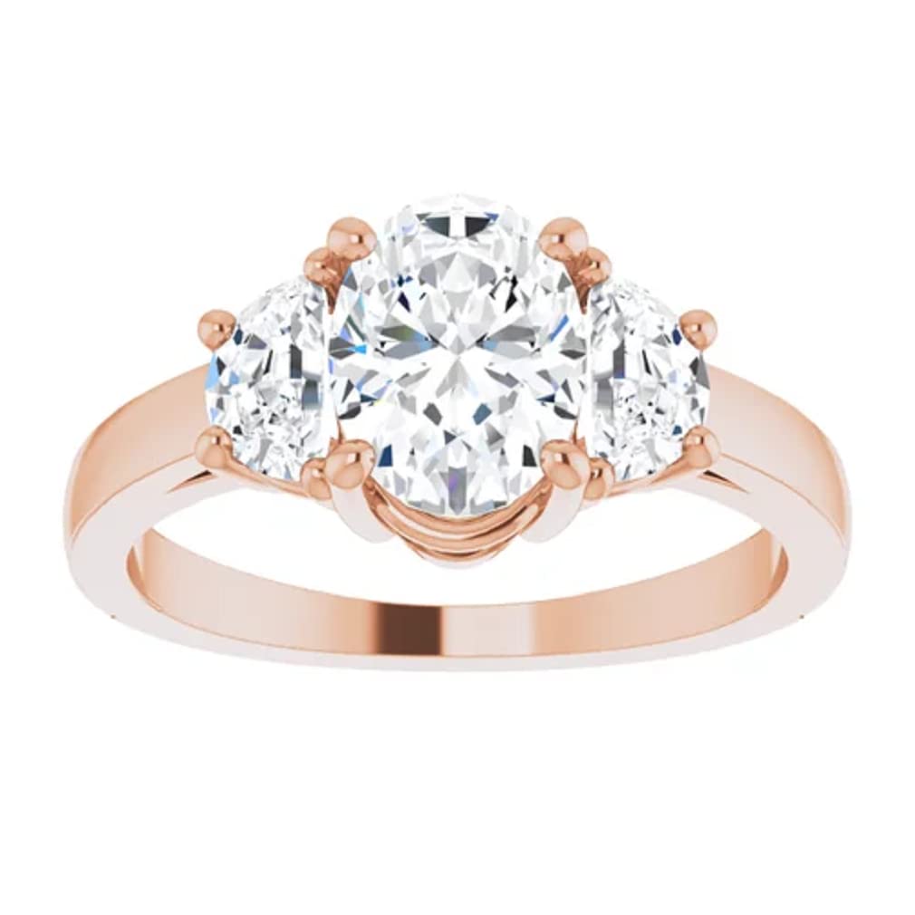 10K Solid Rose Gold Handmade Oval Cut Moissanite Engagement Ring - 1.0 CT Solitaire Wedding Band for Women, Bridal Proposal Ring - Perfect for Anniversary Gifts, Valentine's Day & Special Occasions