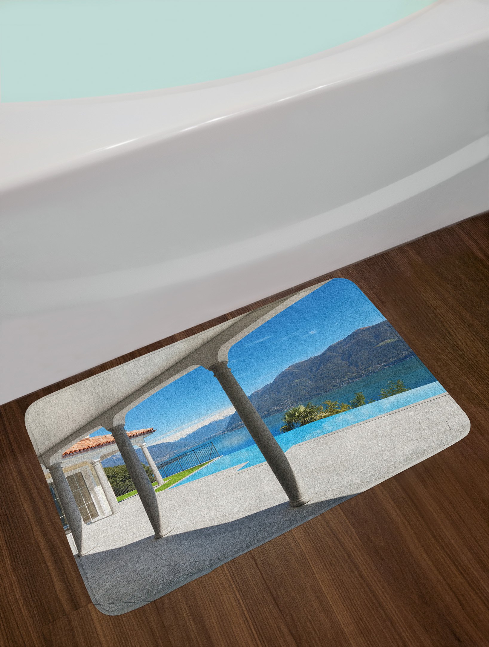 Ambesonne Italian Lake Maggiore Bath Mat - Non-Slip Plush Bathroom Rug, 30.2