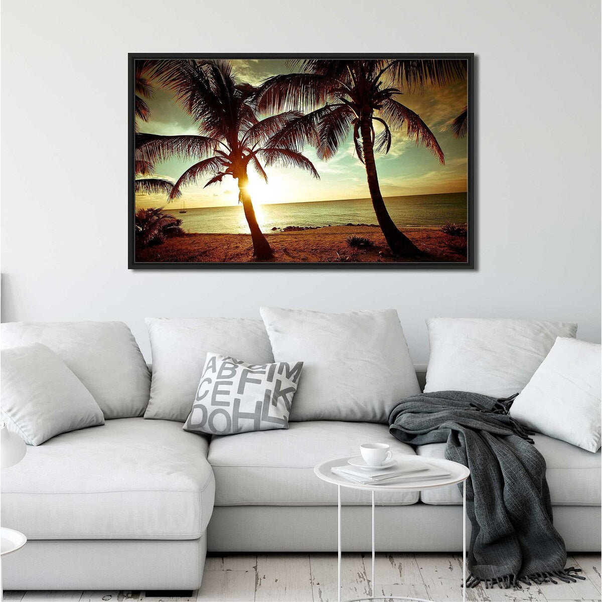 Bimini Sunset Floating Canvas Wall Art - Tropical Beach Decor for Living Room, Bedroom & Office