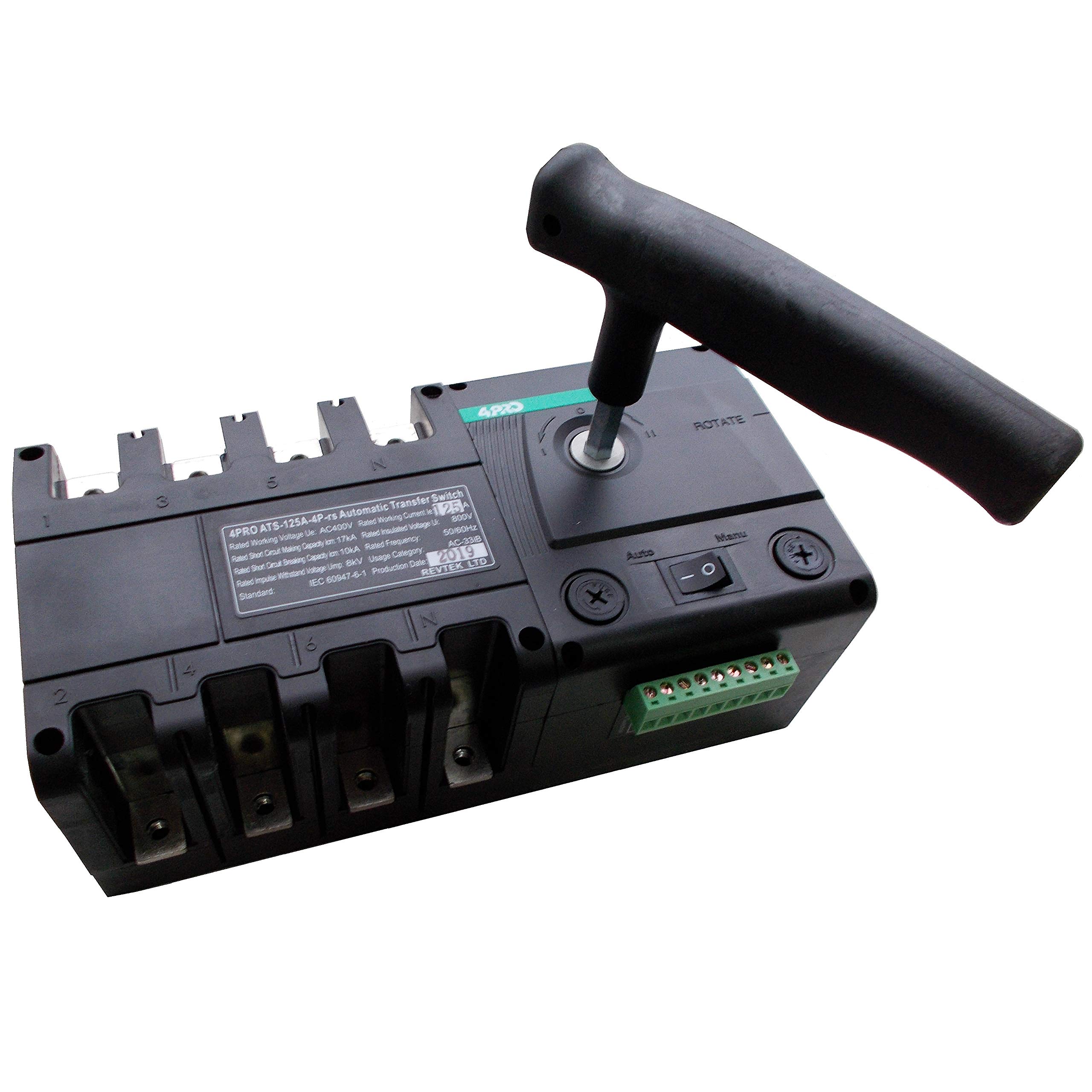 4PRO ATS-125A-4P-RS Automatic Transfer Switch 50/60Hz 125A 4 Pole - Reliable Power Backup for Home, Office & Emergency Use