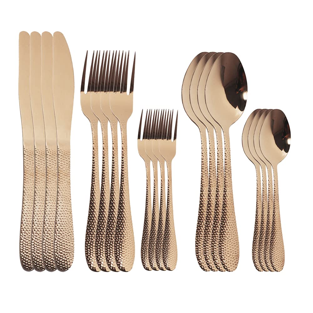 20-Piece Stainless Steel Flatware Set - 18/10 Rose Gold Silverware Cutlery (Knives, Forks, Spoons) - Elegant Dinnerware for Home, Restaurant & Wedding Table Settings