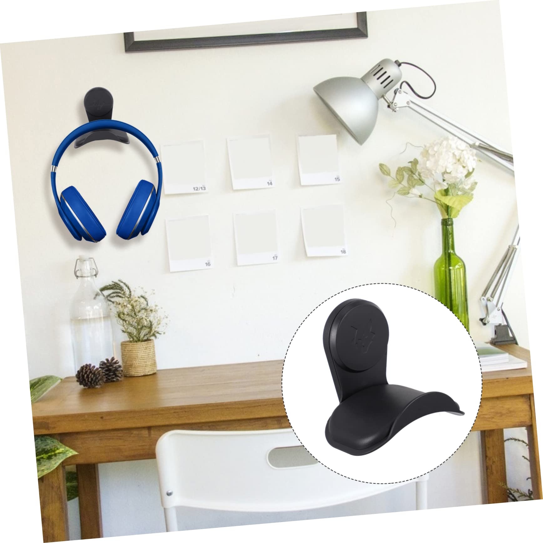 6-Pack Angoily Headphone Hangers - Wall Mount & Under Desk Headset Stand Hooks for Gaming, Office & Home Organization (Black) - Perfect for Gamers, Work from Home & Headphone Storage Solutions