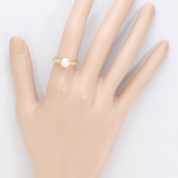 18K Yellow Gold Pearl Diamond Ring for Women - Elegant Bridal, Engagement & Anniversary Jewelry Gift - Perfect for Weddings, Parties & Special Occasions