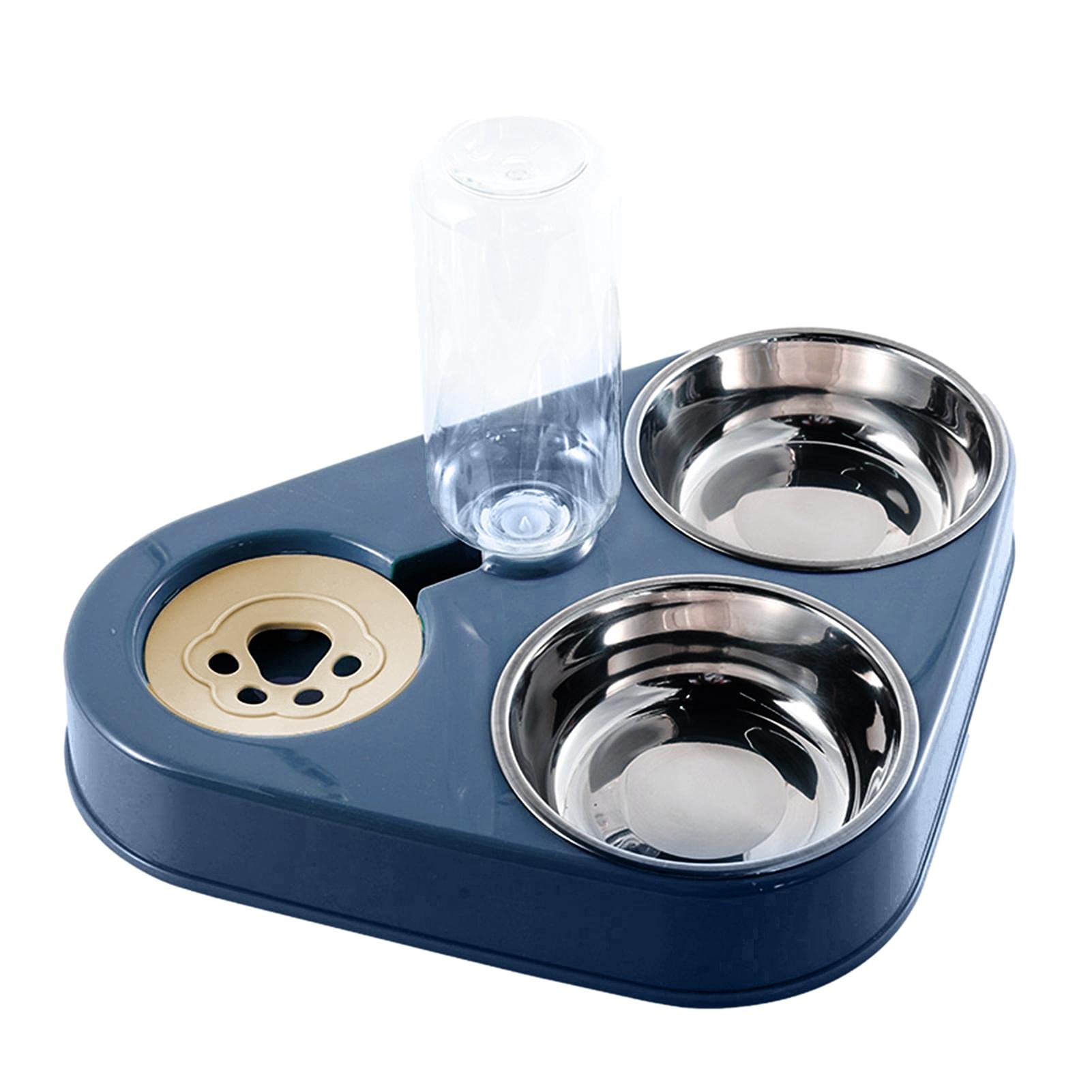 Durable Stainless Steel Double Pet Bowl Set with Automatic Water Dispenser - No-Spill Food & Water Bowls for Cats and Small Dogs - Perfect for Home, Travel, and Outdoor Use