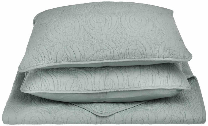 Channing Cotton Reversible Floral Textured Embroidered Quilt Set - King Size Bedding with Vibrant Patterns - Perfect for Master Bedroom, Guest Room & Cozy Home Decor