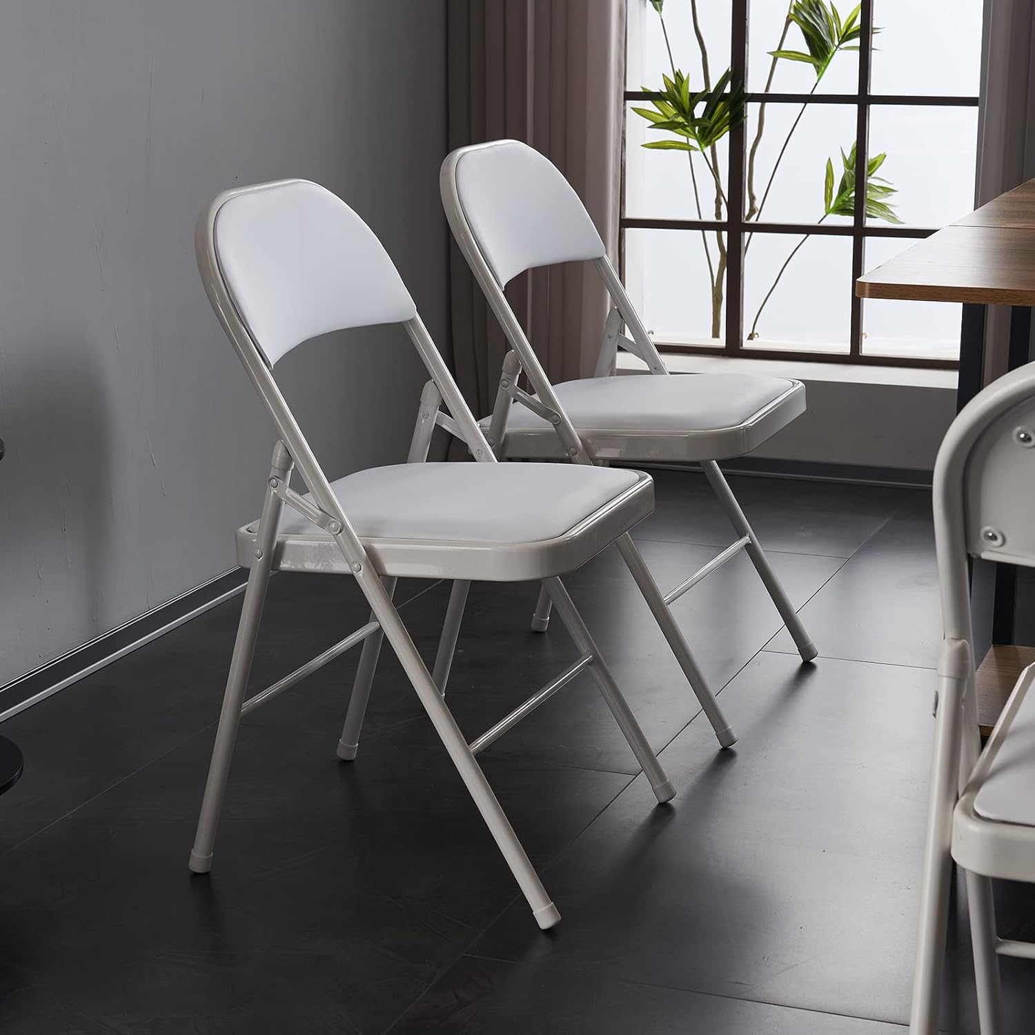 Simpli-Magic 6-Pack Padded Folding Chairs with Cushioned Seat & Back - Comfortable Portable Chairs for Home, Office, Indoor & Outdoor Events - Perfect for Weddings, Parties, Camping & Picnics (White)