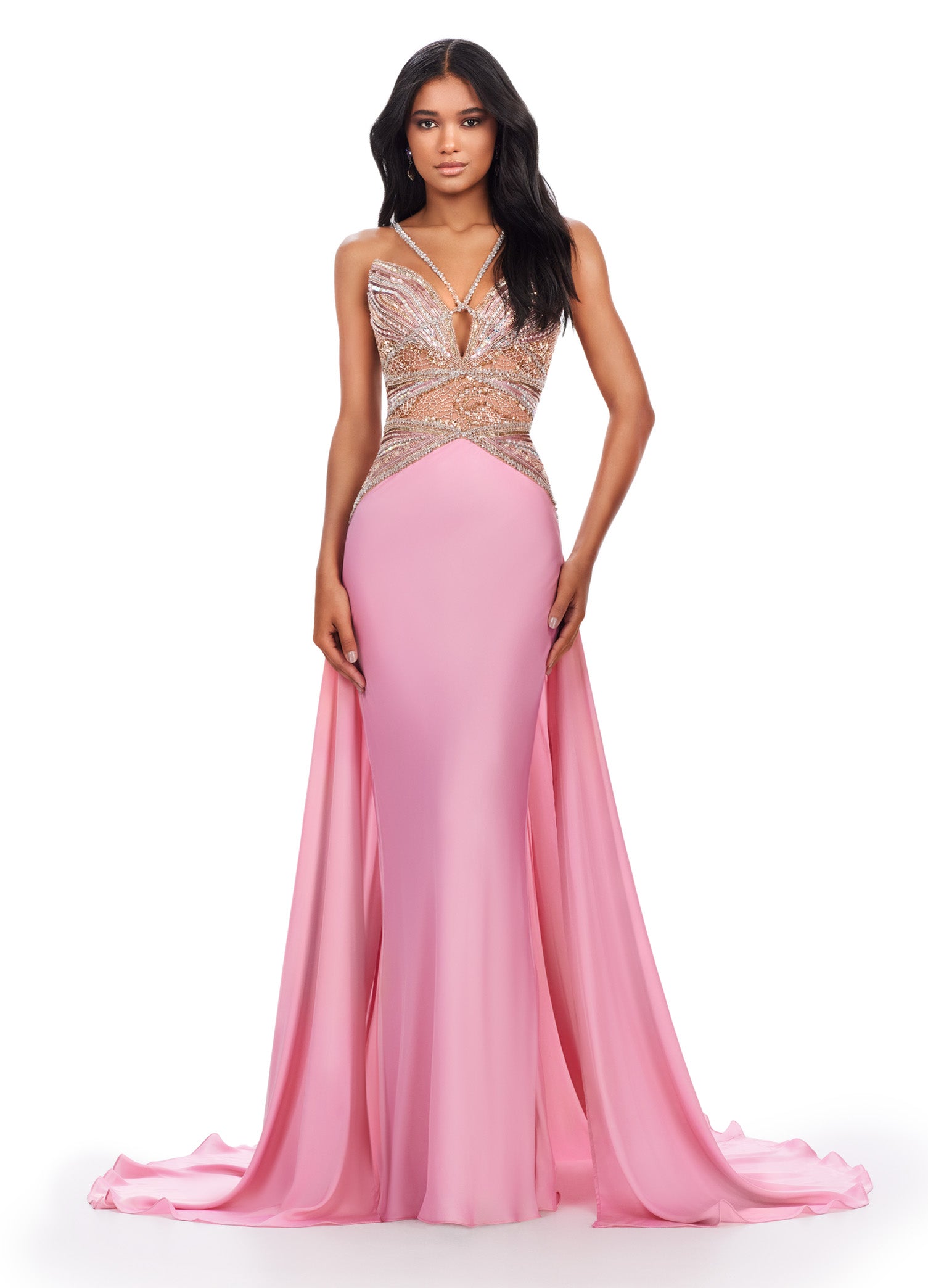 ASHLEYlauren Women's Elegant Floral Print A-Line Dress 11455 - Perfect for Parties, Weddings & Special Occasions