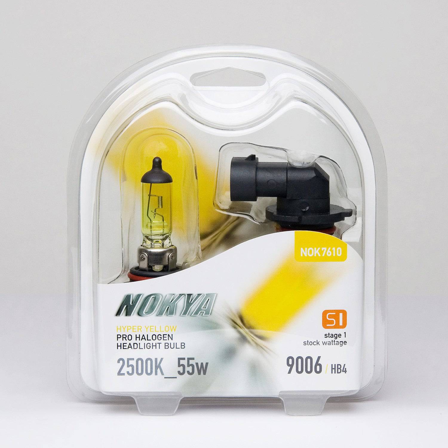 Nokya Hyper Yellow 9006/HB4 Bulbs - 2500K 55W Stage 1 Halogen Headlight Bulbs for Enhanced Night Vision - Perfect for Foggy Conditions & Off-Road Driving