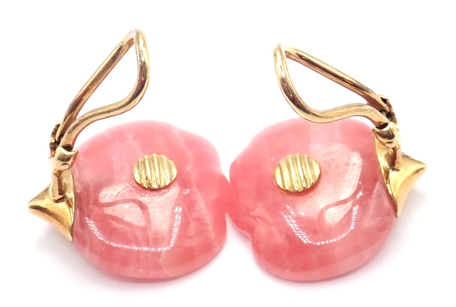 Authentic Tiffany & Co Angela Cummings 18k Yellow Gold Pink Agate Petal Earrings - Luxury Jewelry for Women, Elegant Gift for Weddings & Special Occasions