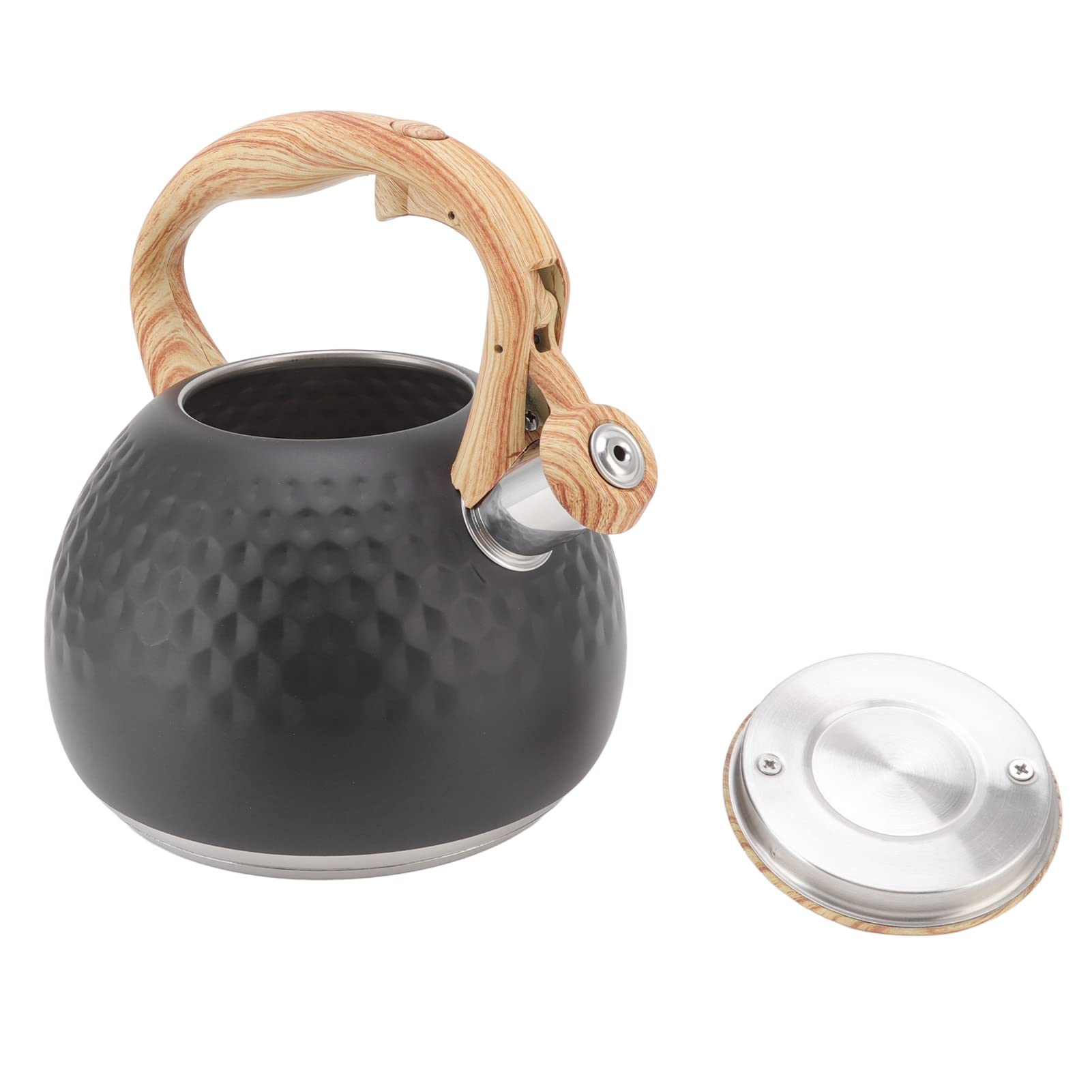Premium Whistling Tea Kettle - Stainless Steel Stovetop Kettle with Loud Whistle, Fast & Even Heating for Tea, Coffee & Hot Water - Perfect for Home Kitchen, Office & Camping Use (Black)