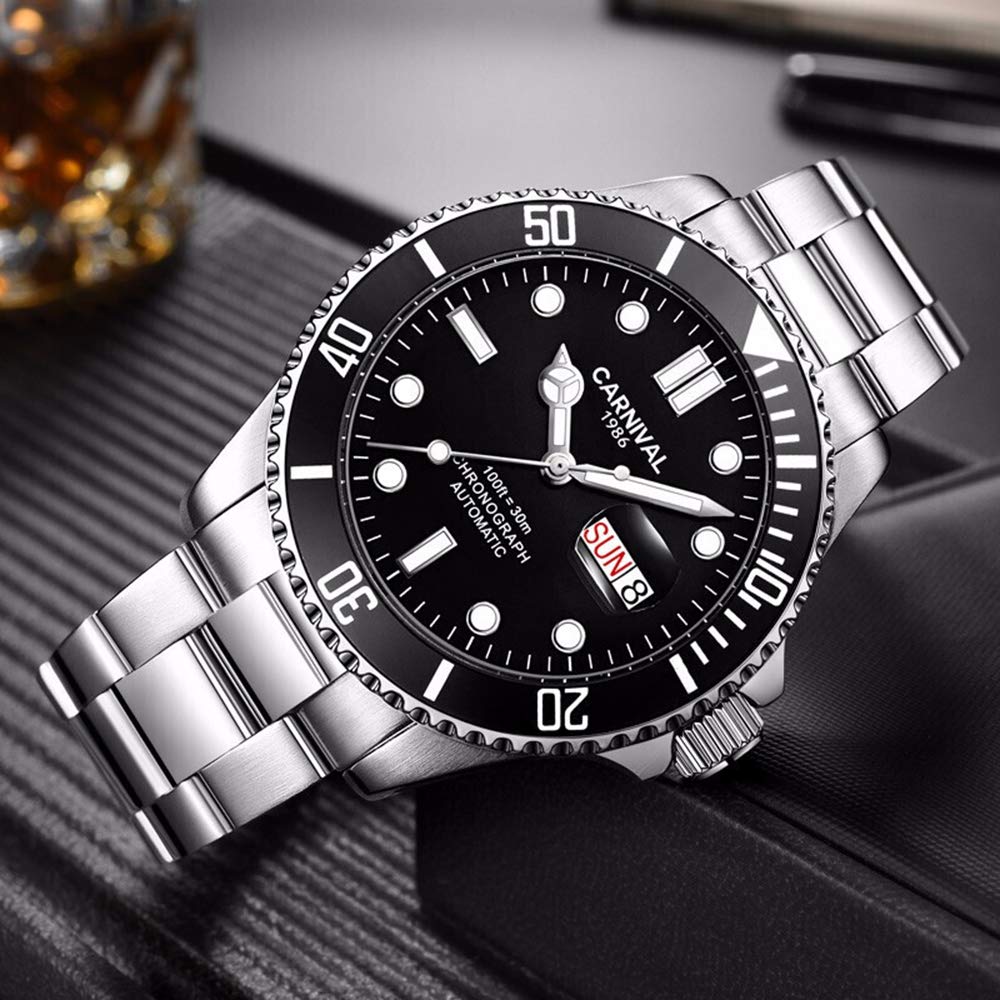 Waterproof Automatic Men's Watches with Luminous Hands - Self-Winding Mechanical Watch for Business, Casual & Outdoor Activities