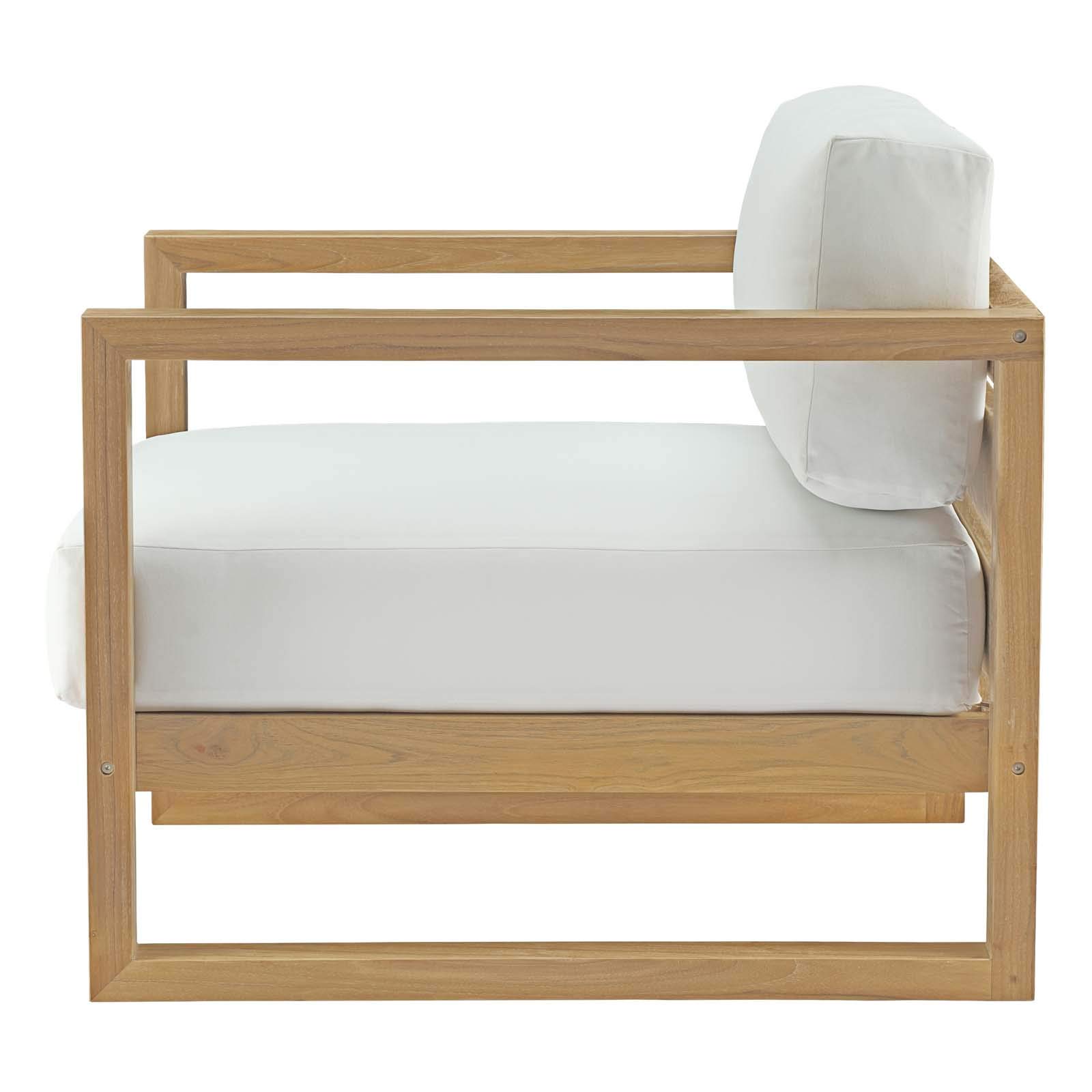 Modern Outdoor Patio Furniture Set - Wooden Lounge Chair, Sofa & Table - White Natural Finish - Perfect for Balcony, Garden, Poolside & Backyard Relaxation