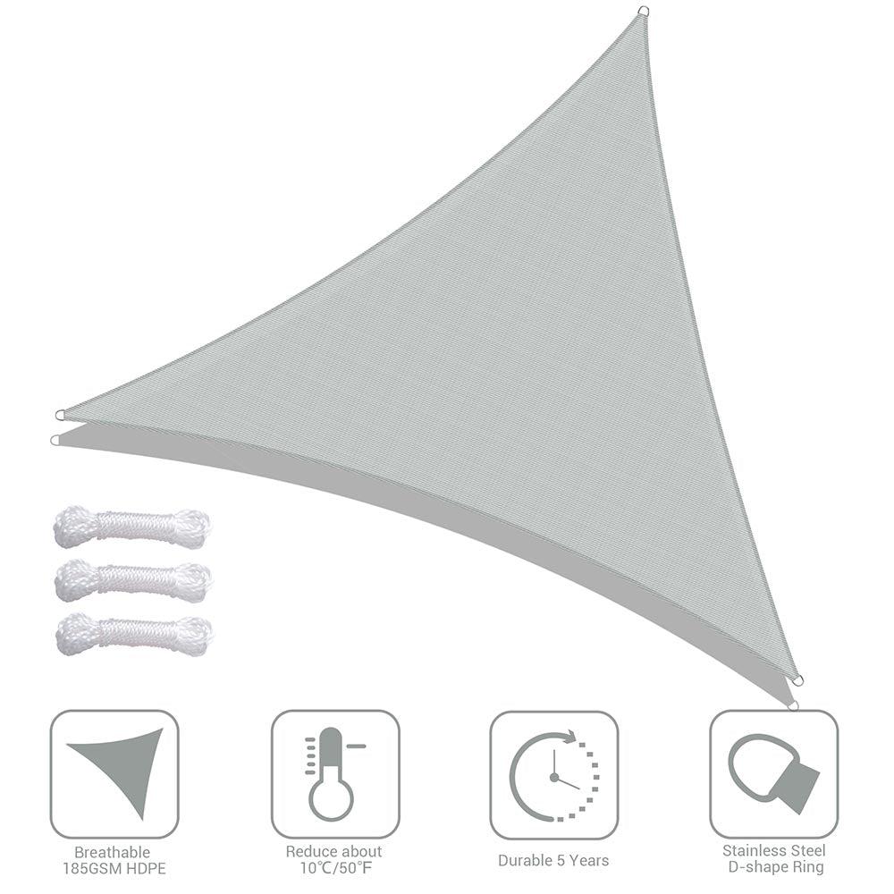 25' Triangle Shade Sail Canopy - UV Protection Outdoor Sun Shade for Patio, Driveway, Garden, Pool & Backyard - Durable Waterproof Fabric for All-Weather Use