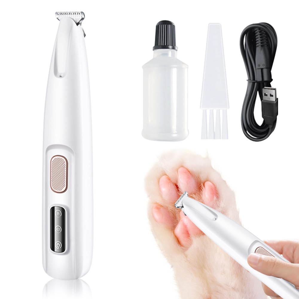 2024 Waterproof Pet Grooming Clippers - Rechargeable Trimmer with LED Light for Paws, Face & Ears | Perfect for Home Pet Care