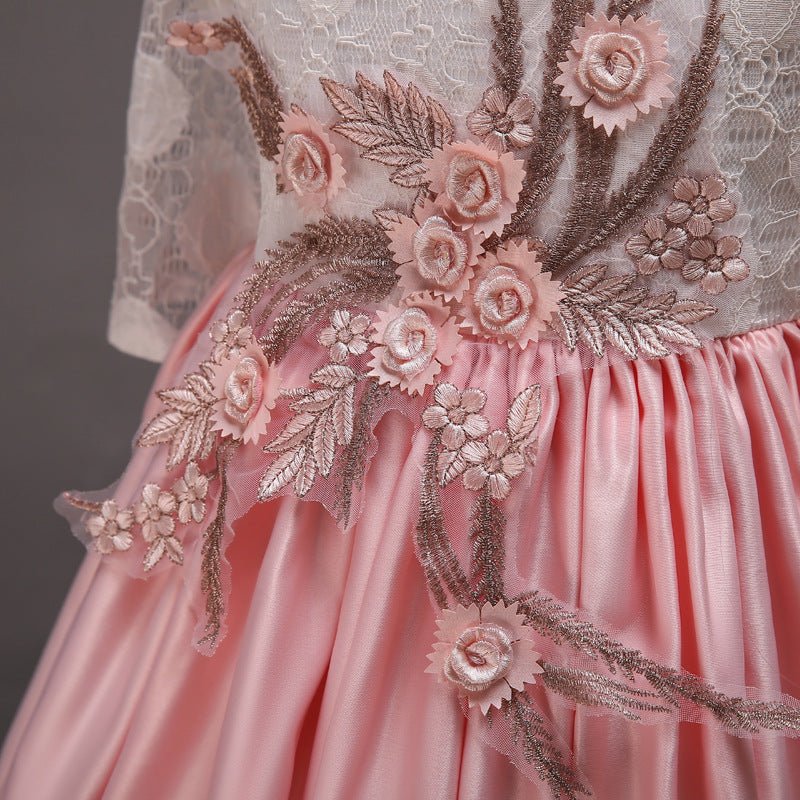 Elegant Lace A-Line Flower Girl Dress with Long Sleeves - Perfect for Weddings, Christenings & Special Occasions