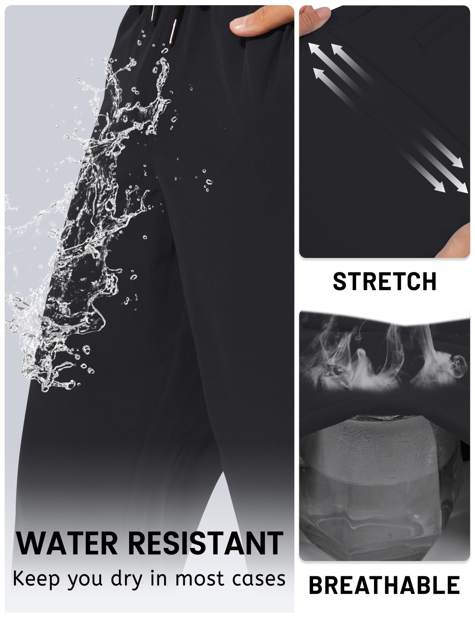 TACVASEN Men's Lightweight Hiking Pants - Quick Dry Stretch Water Resistant Joggers with Pockets for Outdoor, Gym & Workout | Athletic Casual Travel Pants for Hiking, Running & Daily Wear