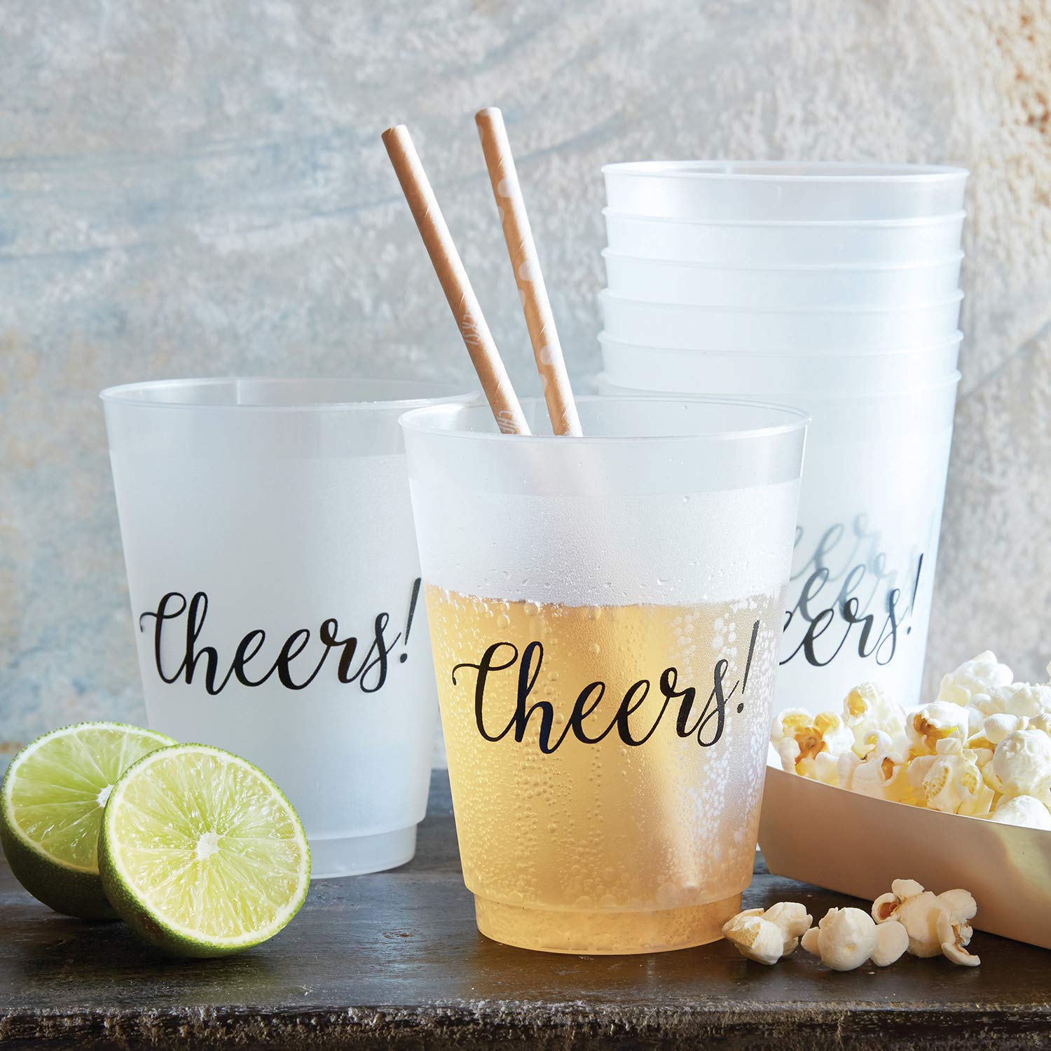 Santa Barbara Design Studio 8-Pack Reusable BPA-Free 16oz Frosted Plastic Cups for Wedding, Party & Celebrations - Eco-Friendly Drinkware for Cocktails, Beer & Beverages