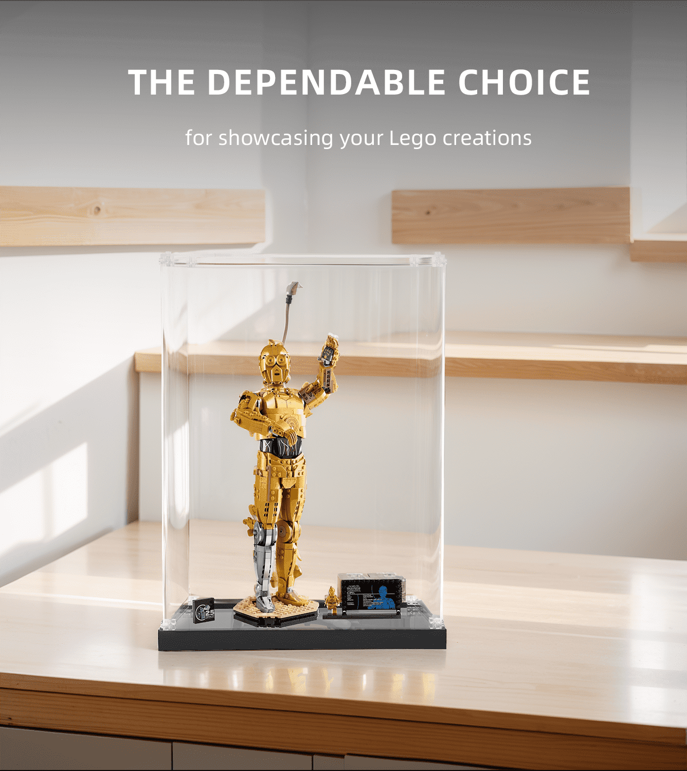 LEGO Buildable C3PO 75398 Display Case - Clear Protective Showcase for Star Wars Collectibles | Perfect for Home Decor, Office Display & Gift Giving