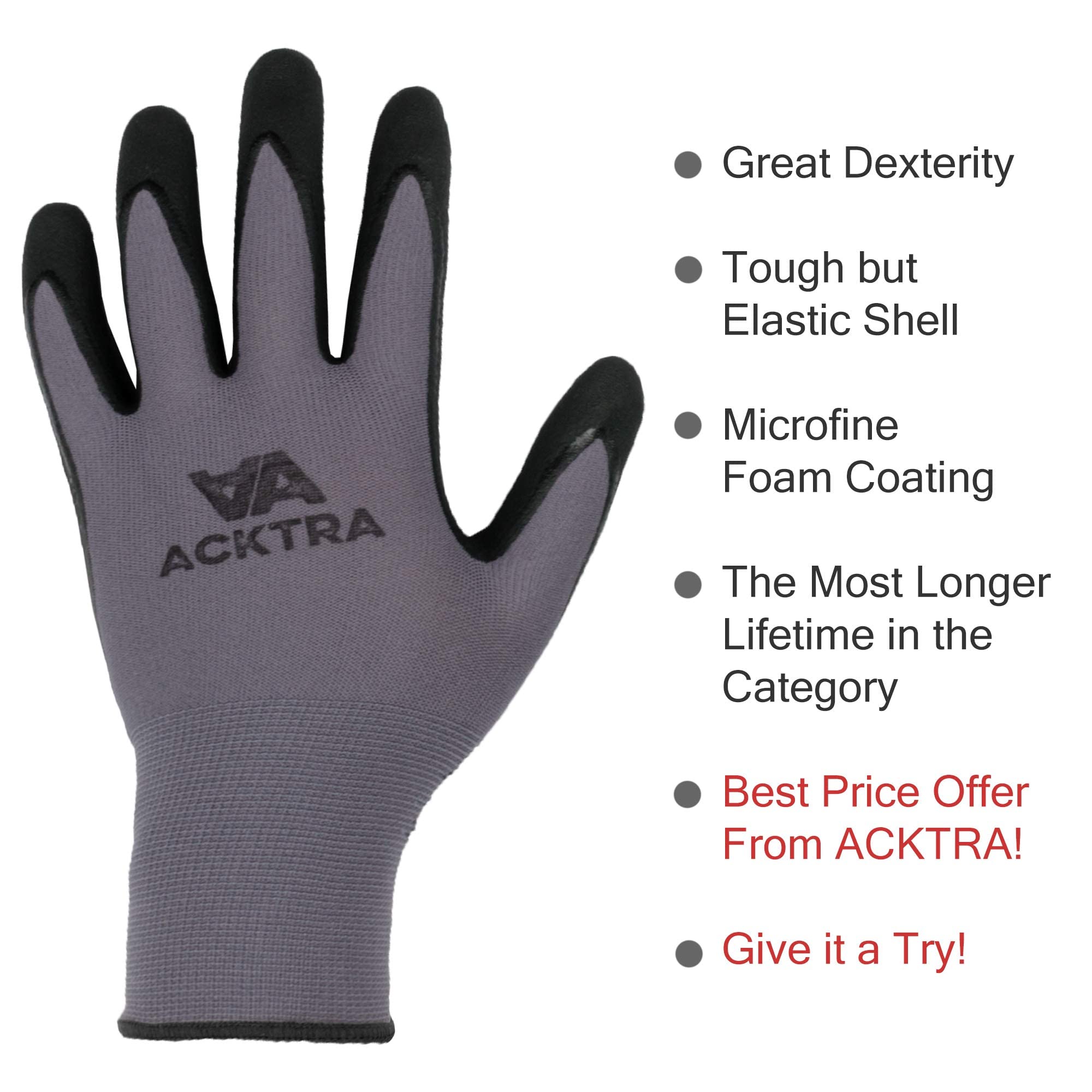 Premium Safety Work Gloves - Seamless Nylon & MicroFoam Coating - WG019 - Ideal for Construction, Warehouse, and DIY Projects