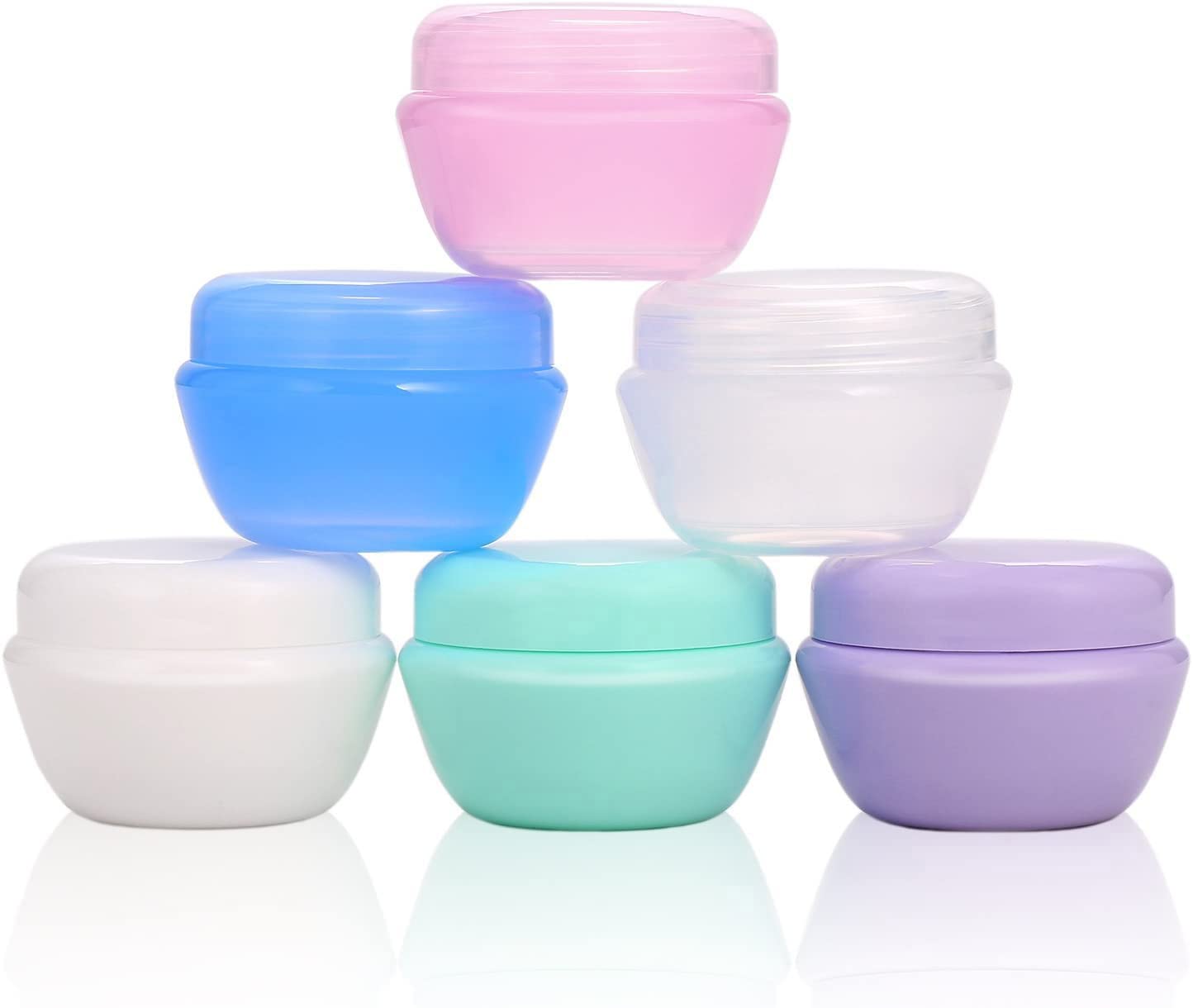 TSA Approved Leakproof Travel Containers for Toiletries - 6 Pack Small Refillable Cosmetic Jars with Lids (20g/0.7oz Each) for Cream, Gel & Paste - Perfect for Air Travel, Gym Bag & On-the-Go Makeup Organization