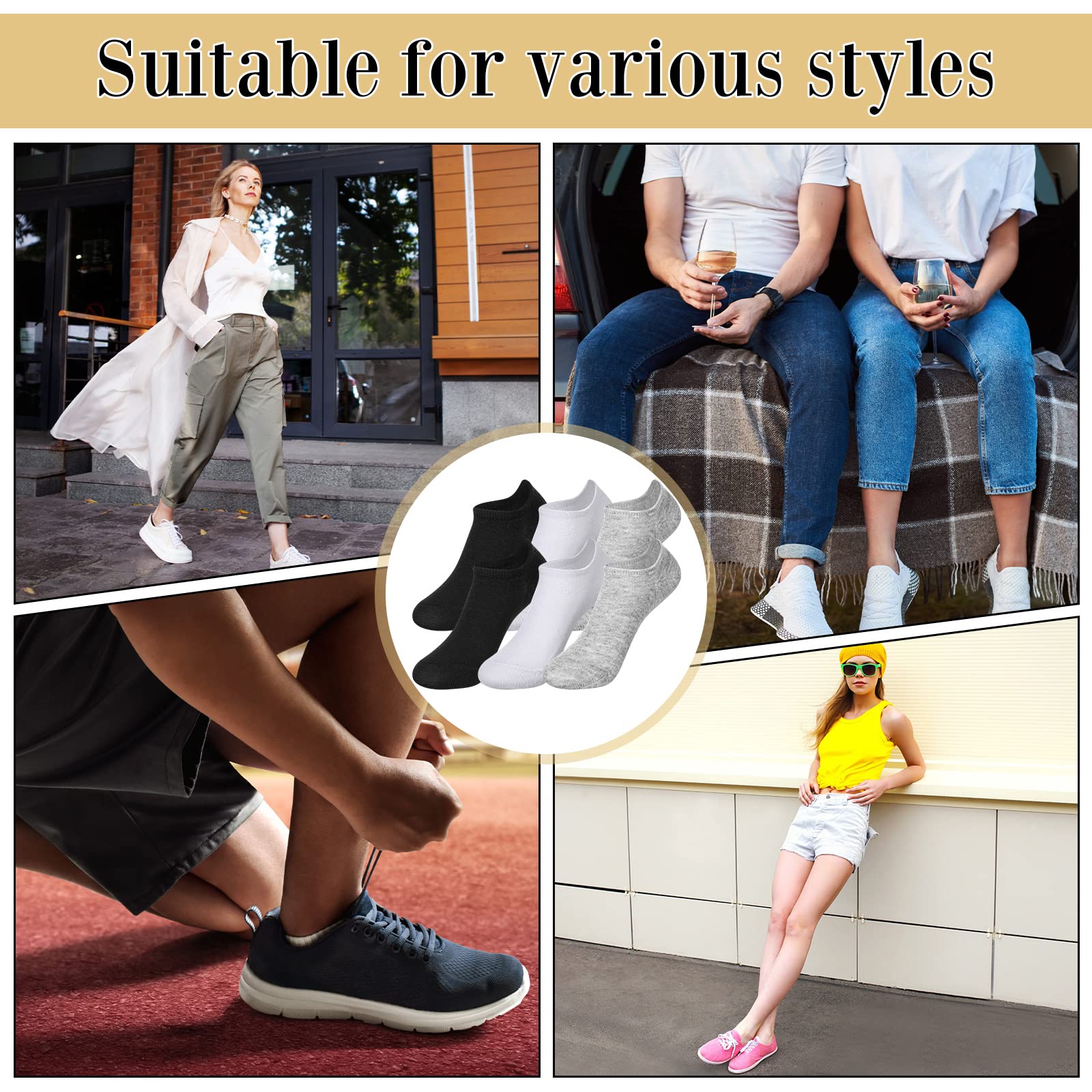 72 Pairs No Show Socks - Invisible Low Cut for Men & Women | Sports & Casual Wear