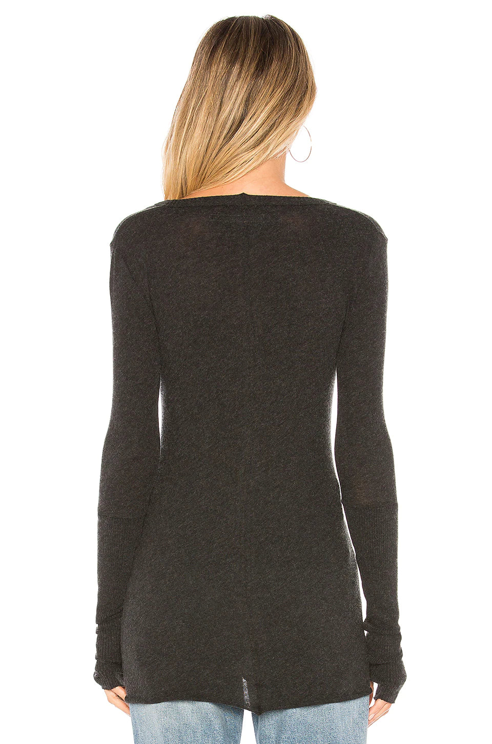 Luxury Cashmere V-Neck Sweater for Women - Soft & Warm Fitted Pullover with Cuffed Sleeves in Charcoal Grey - Perfect for Office Wear & Winter Outfits