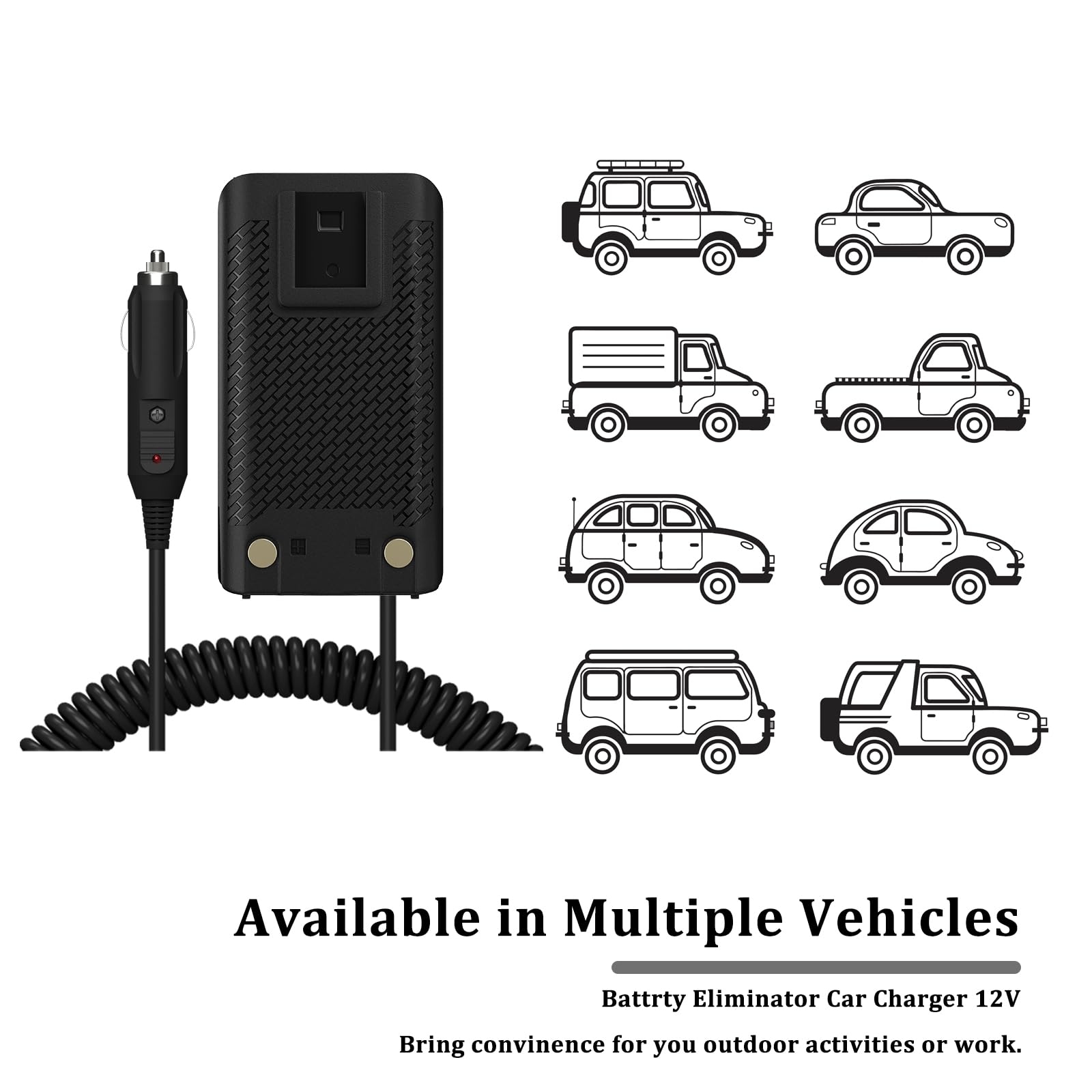 UV-K5 Battery Eliminator Car Charger 1600mAh DC 12V - Compatible with UV-K5, UV-K6, and UV-K5 8 Ham Radios - Perfect for Road Trips, Emergency Communication, and Outdoor Adventures