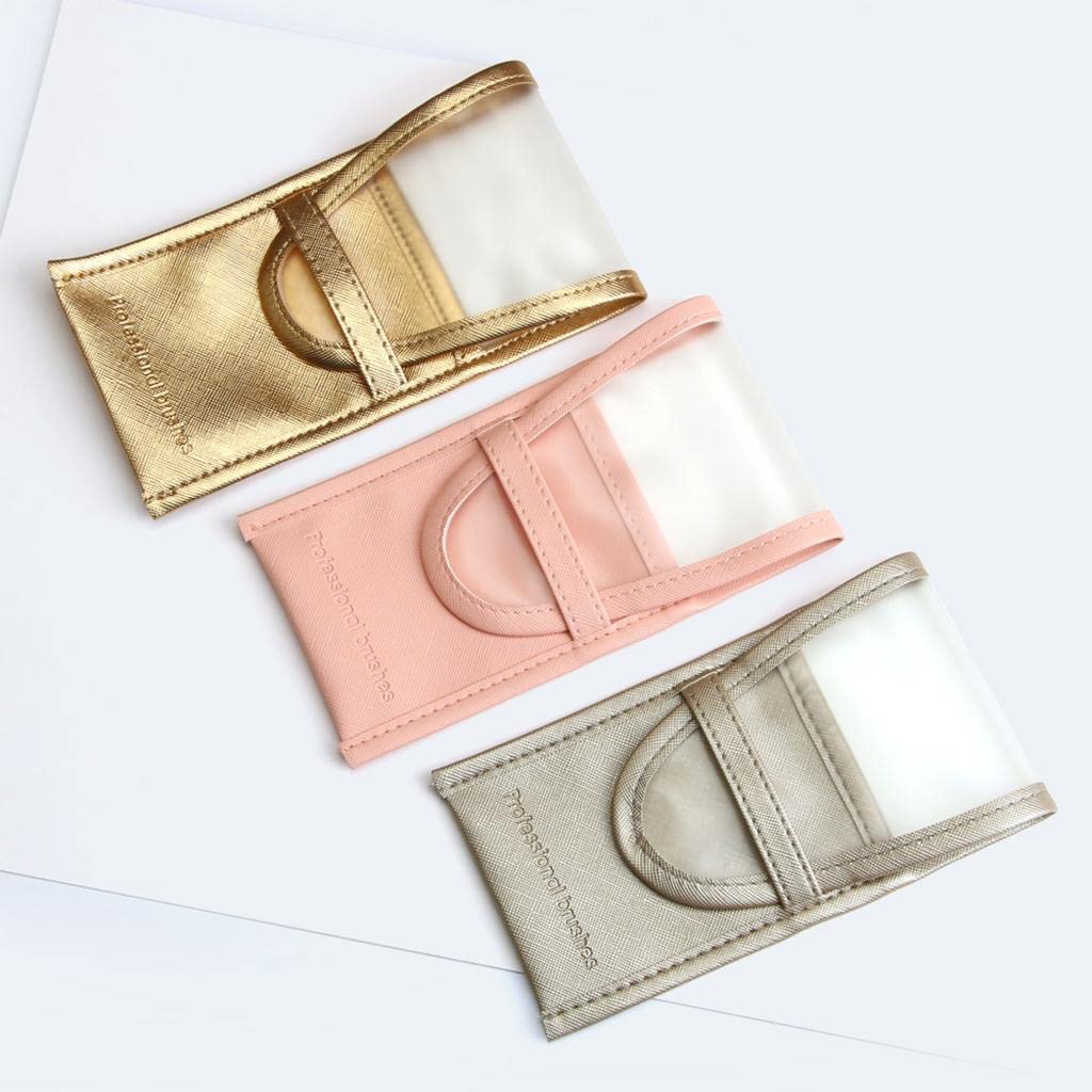LOSA Travel Leather Makeup Bag - Waterproof Cosmetic Organizer with Brush Holder for Women, Golden - Perfect for Travel, Gym & Daily Beauty Essentials Storage