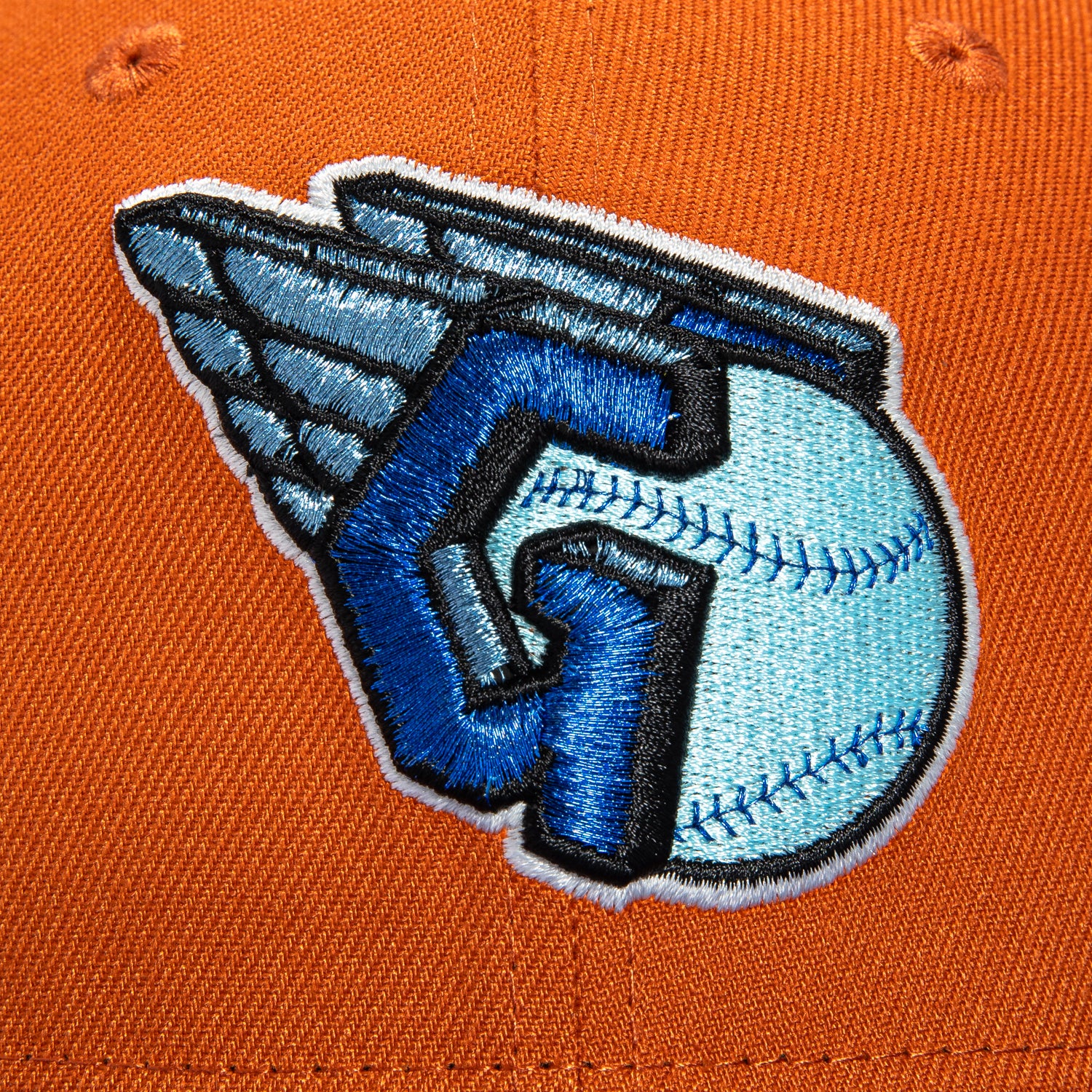 New Era 59Fifty MLB Cleveland Guardians Baseball Cap with Progressive Field Patch - Burnt Orange & Royal Blue - Adjustable Snapback Hat for Baseball Fans, Sports Enthusiasts - Perfect for Games, Tailgating, and Casual Wear