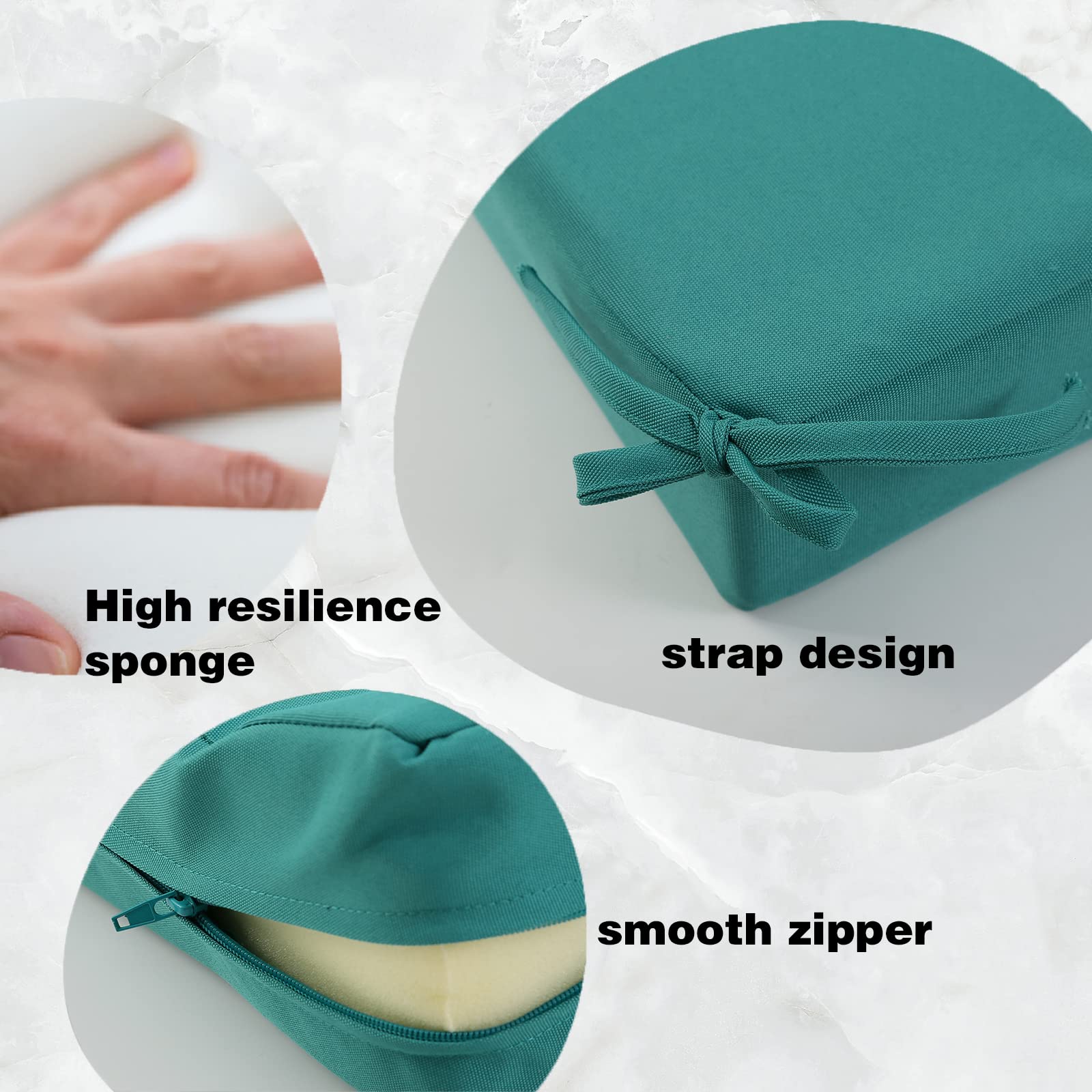 Waterproof Outdoor Bench Cushion 45x18 Inch - Replacement Seat Pad for Patio Furniture, Garden Swing & Porch with Ties - Peacock Blue - Perfect for Backyard, Deck & Outdoor Relaxation