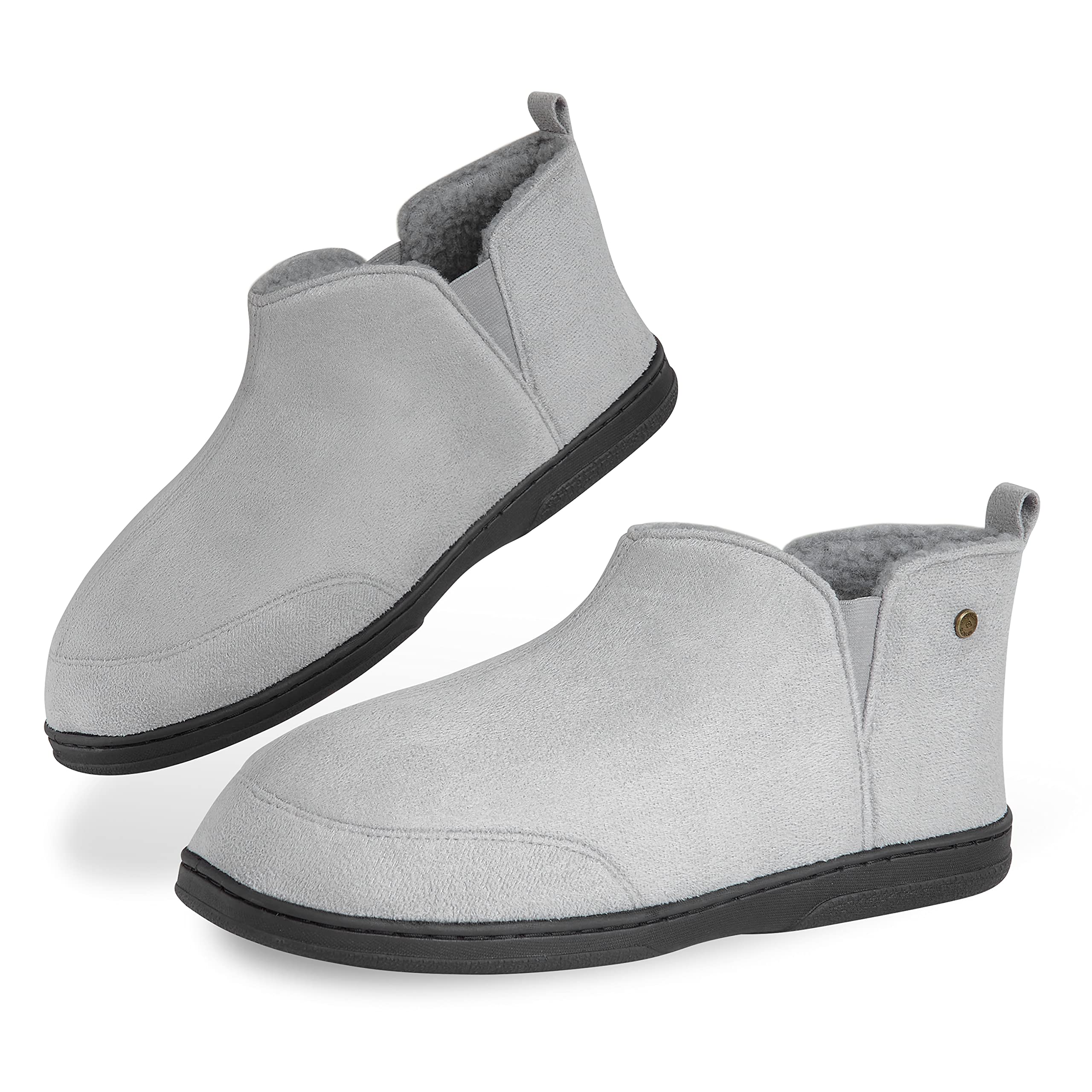 Dunlop Men's Memory Foam Boot Slippers with Non-Slip Rubber Sole - Warm House Shoes for Indoor/Outdoor Use - Perfect Gift for Dad, Husband & Boyfriend - Cozy Winter & Fall Footwear for Home, Office & Travel