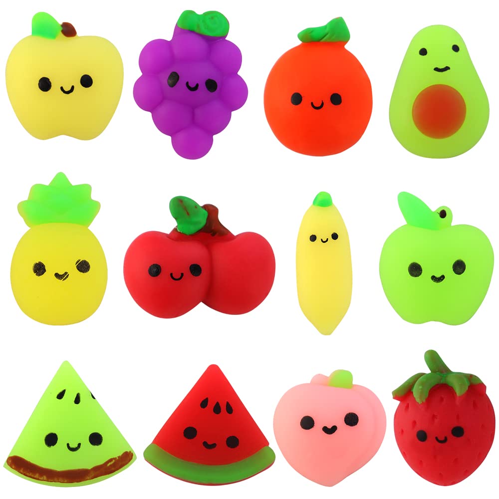 12 Pack Kawaii Mini Squishy Mochi Toys - Stress Relief Fidget Toys for Kids & Adults, Random Assortment Party Favors, Birthday Gifts & Goodie Bag Fillers - Perfect for Classroom Rewards, Office Stress Relief and Sensory Play