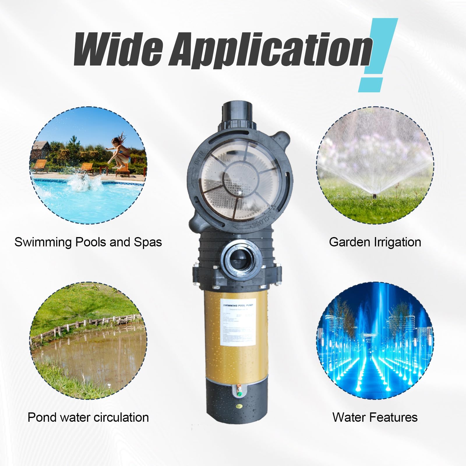 1.5HP Two Speed Energy Efficient Swimming Pool Pump - 5400GPH Water Flow, 42FT Max Head, 115V with Power Cord - Perfect for In-Ground and Above Ground Pools, Ideal for Pool Maintenance and Water Circulation