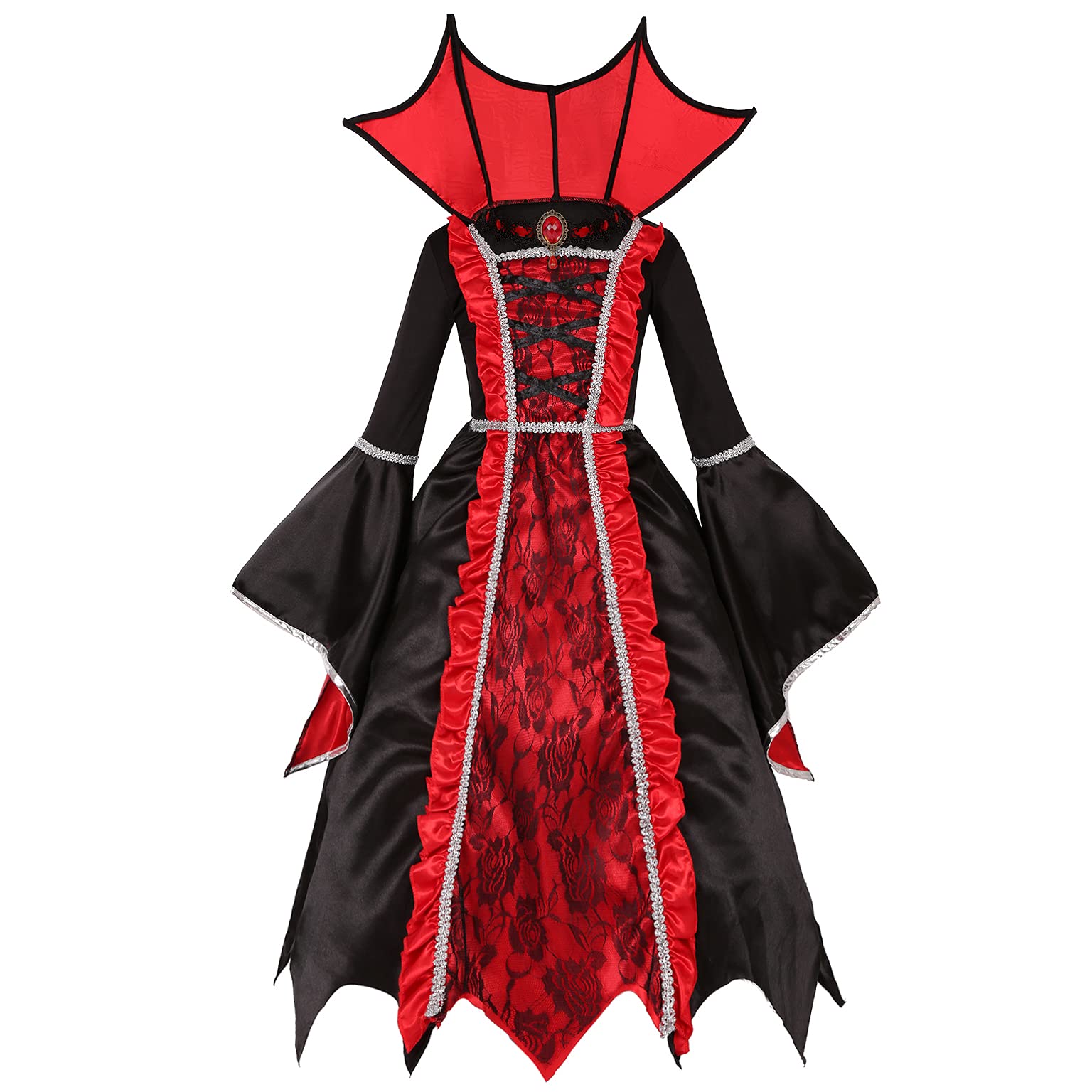Girls Royal Vampire Costume - Elegant Gothic Vampire Queen Dress for Halloween Party, Cosplay & Dress Up | Perfect for Trick-or-Treating, Costume Parties & Themed Events