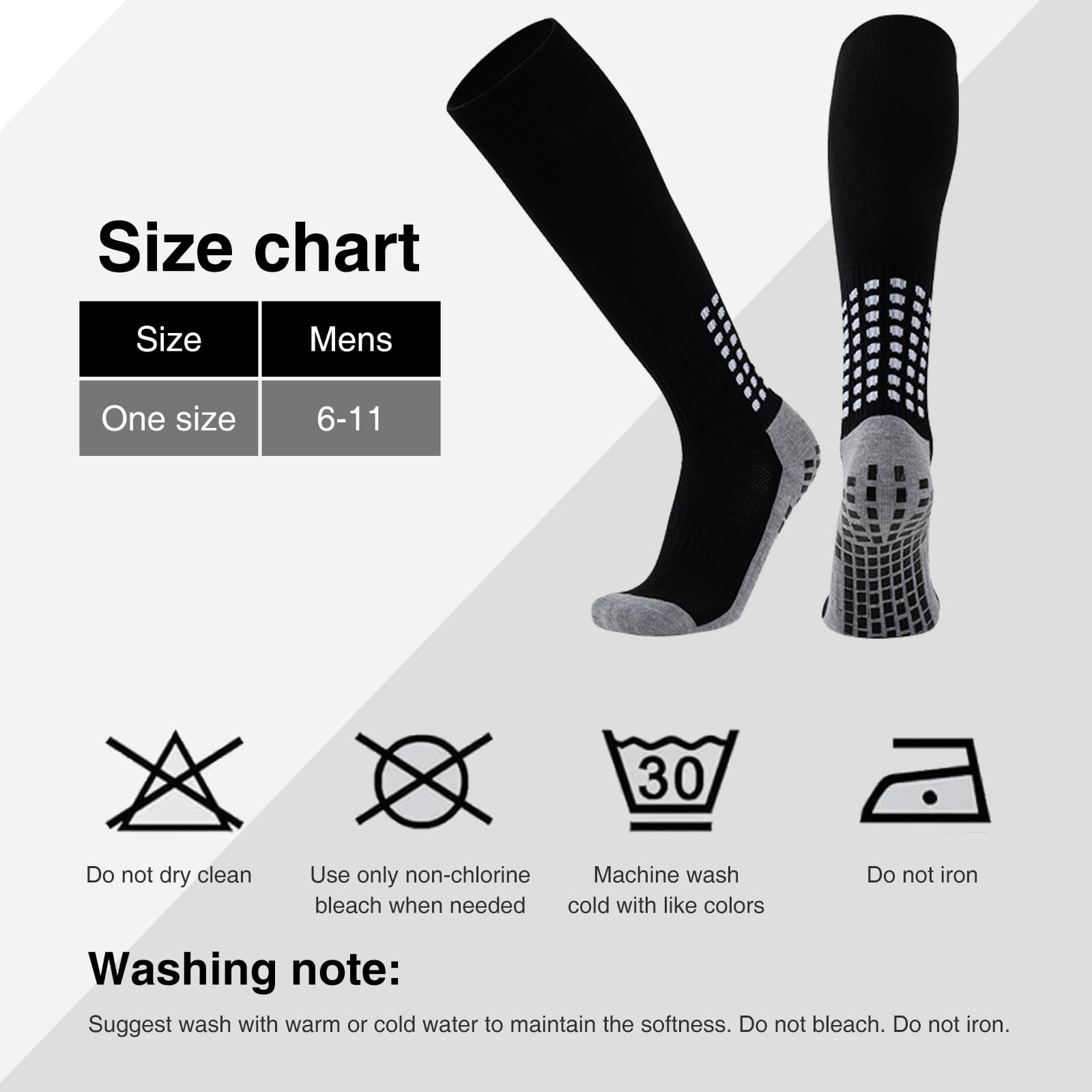 8 Pair Non-Slip Grip Soccer Socks for Men - Knee High Football & Baseball Sports Socks with Anti-Slip Pads for Enhanced Performance
