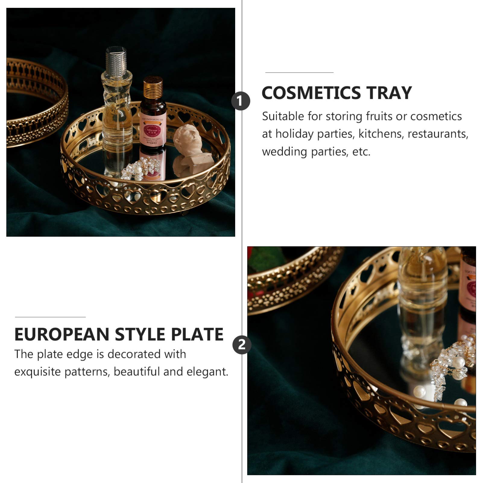 Elegant European-Style Mirror Tray - Multipurpose Glass Plate for Jewelry Storage, Cosmetics Organizer & Home Decor | Perfect for Vanity, Dresser & Bathroom Organization