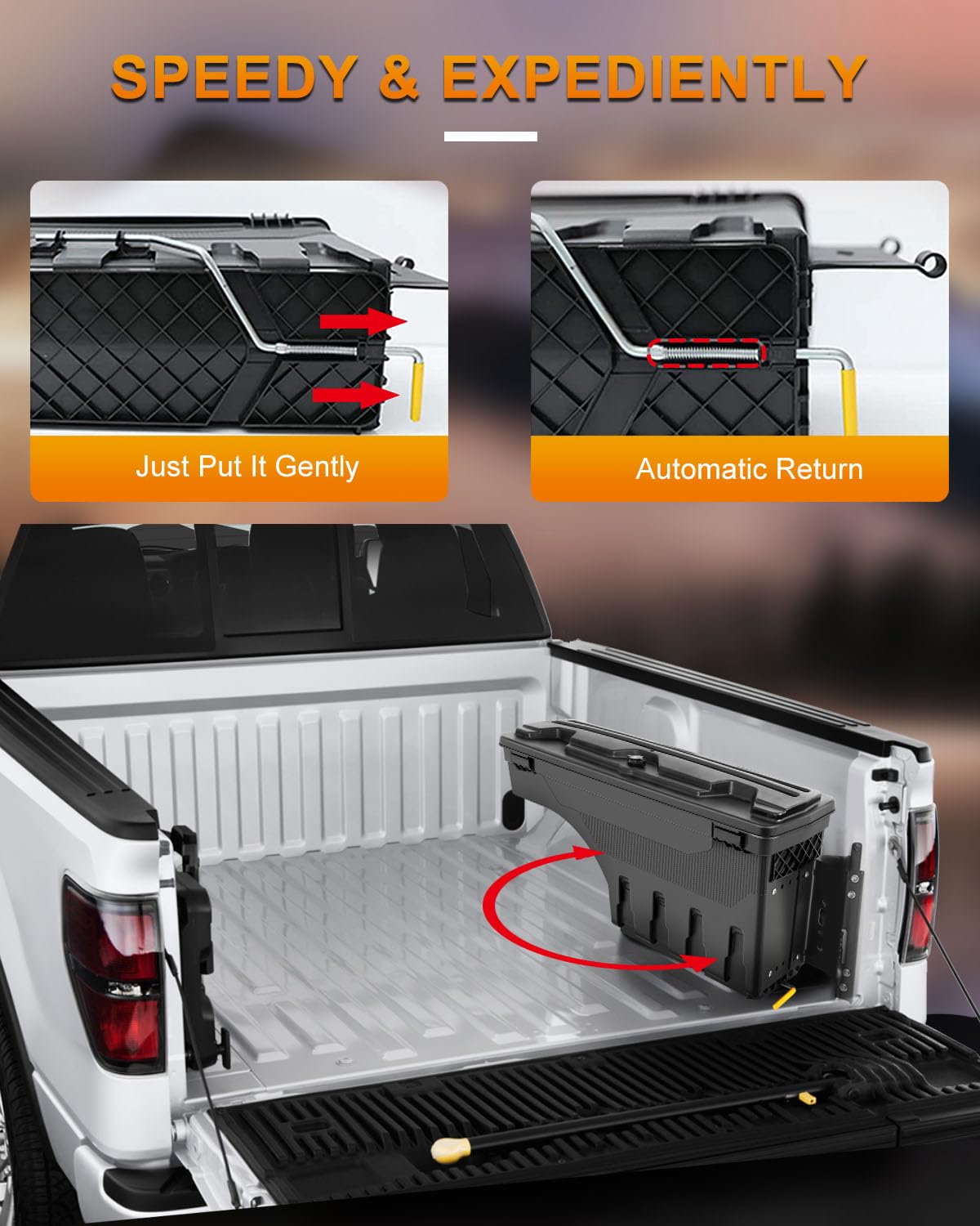 ROADFAR Right Passenger Side Truck Bed Storage Box with Key Lockable Lid - Replacement for Ford F-150 2015-2022 Models - Durable Black Toolbox for Organizing Tools & Equipment | Perfect for Camping, Work Sites & Off-Road Adventures