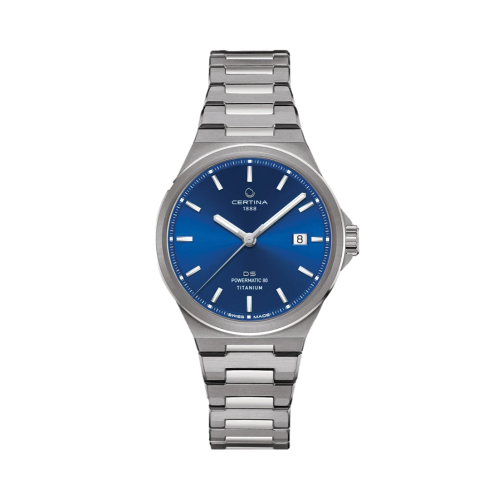 DS 7 Powermatic 80 Titanium 39mm Blue Dial Men's Watch with Stainless Steel Bracelet - Perfect for Business, Casual Wear & Special Occasions