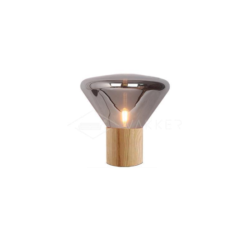 Modern Wood Table Lamp - Handcrafted Solid Oak Nightstand Lamp with Fabric Shade for Bedroom, Living Room & Office Decor - Warm Ambient Lighting for Cozy Home Atmosphere