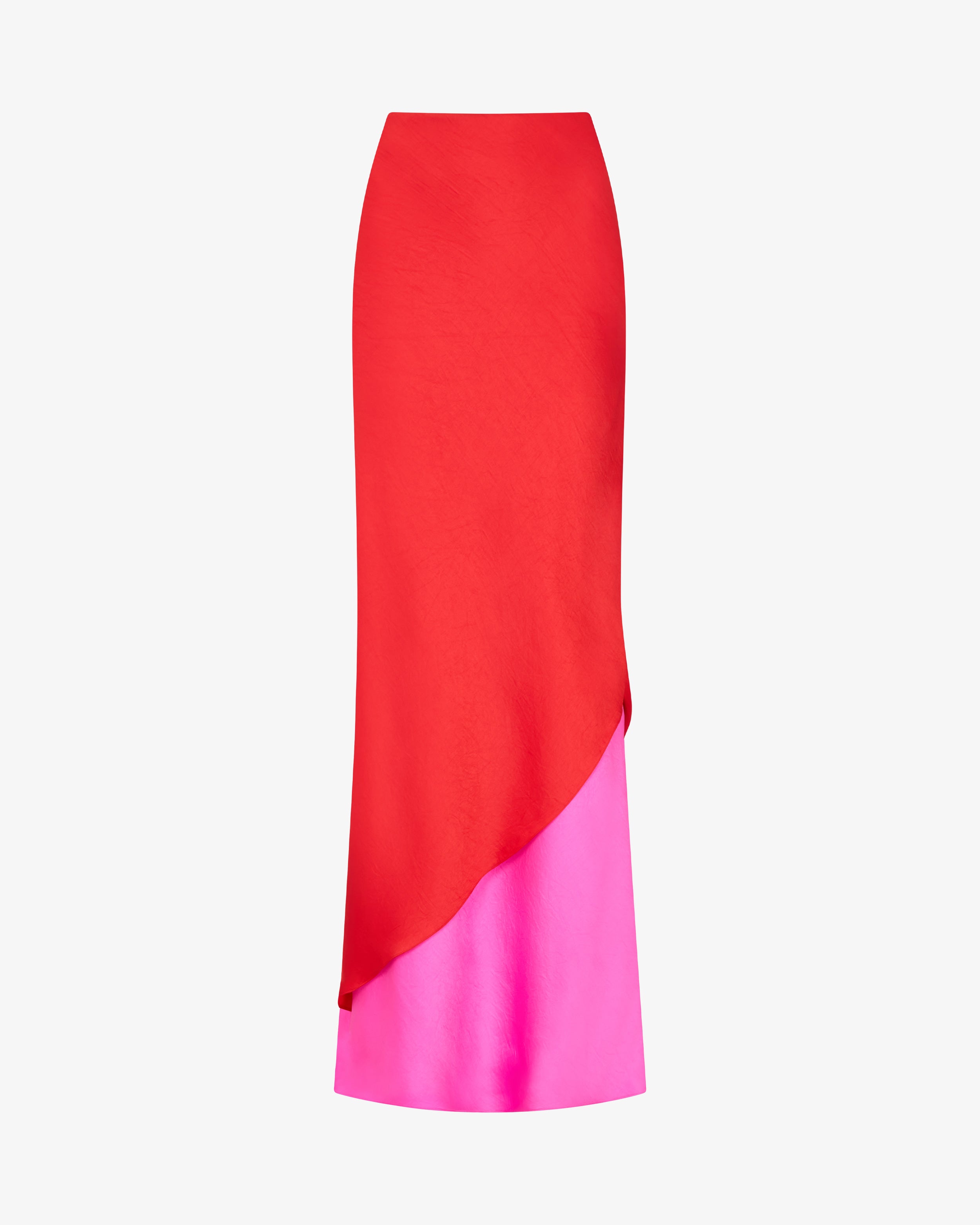 Double Layer Maxi Skirt for Women - Bright Red & Pink Flowy Long Skirt - Perfect for Summer, Beach, Boho Outfits & Casual Wear