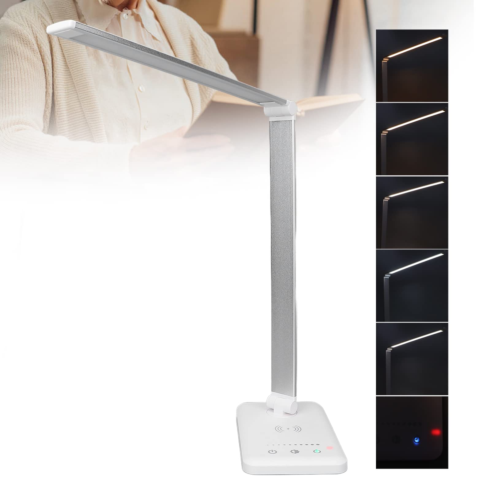 LED Desk Lamp with Touch Control & Dimmable Brightness - 5 Lighting Modes, 10 Brightness Levels, 30-Min Auto Timer - Foldable Reading Lamp for Office, Study, Bedroom Nightstand (Perfect for Work, Reading & Relaxation)