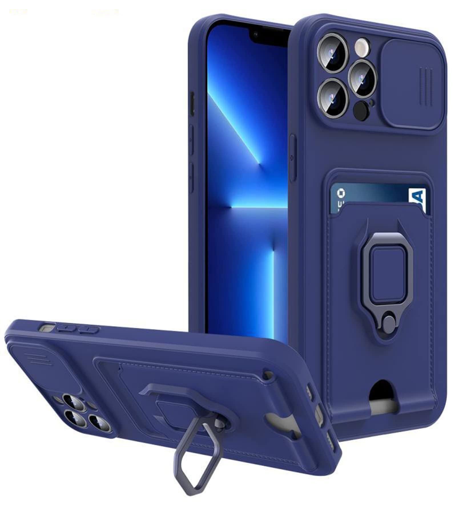 Magnetic Wallet Case for iPhone 13 Pro/Pro Max - Slide Camera Cover & Kickstand for Daily Use