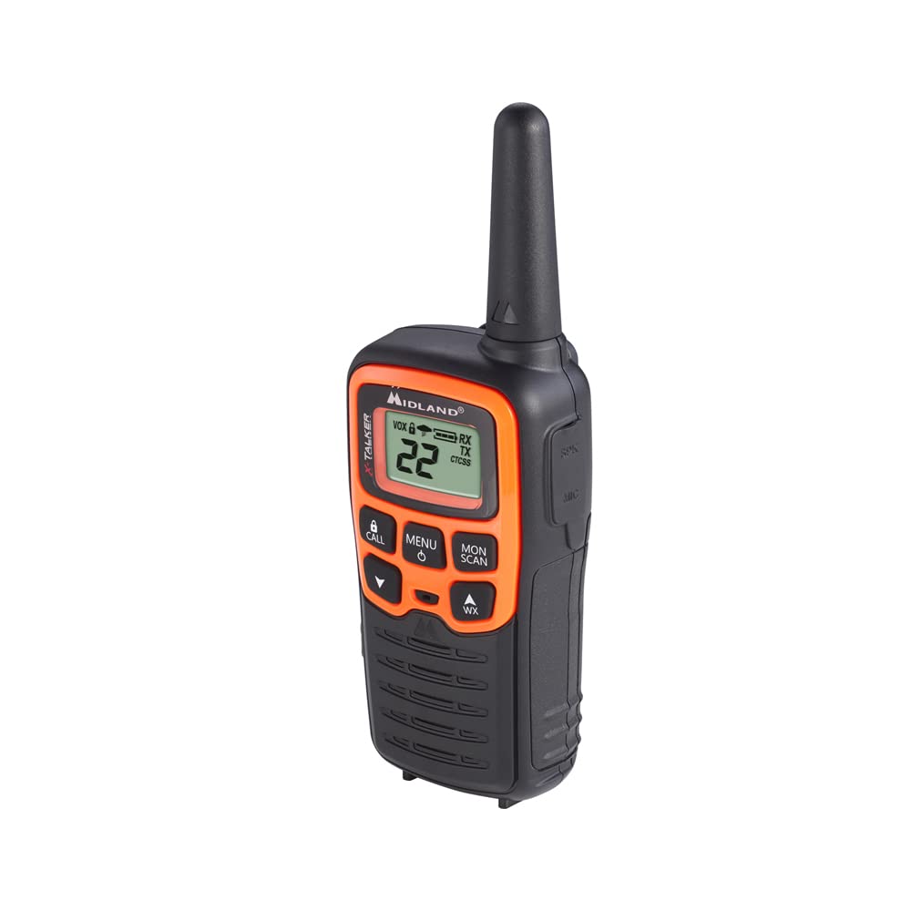 Midland T51X3VP3 X-TALKER Walkie Talkie - Long Range Two Way Radio for Camping, Hiking & Outdoor Adventures | Handheld FRS/GMRS Compact Walkie Talkies for RZR, UTV & Off-Road Vehicles | NOAA Weather Alert & Scan | Black/Orange (3-Pack) | Perfect for Emergency Communication & Group Activities