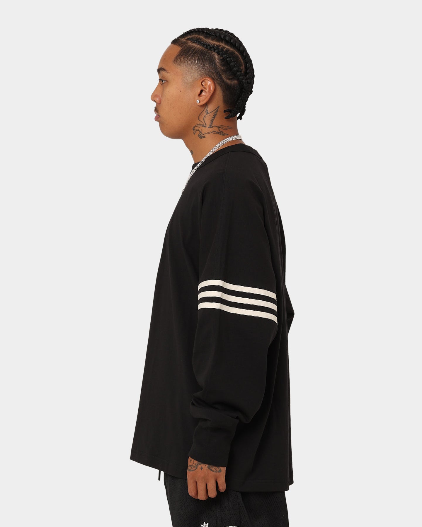 Adidas NeuClassics Long Sleeve T-Shirt for Men - Black & White Cotton Crewneck Casual Shirt | Gym, Workout & Everyday Wear