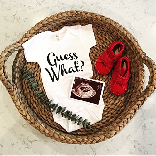 Guess What? Pregnancy Announcement Onesie for Newborns 0-3 Months - Soft Black Baby Bodysuit | Perfect for Gender Reveal, Baby Shower Gifts & First Photo Outfits