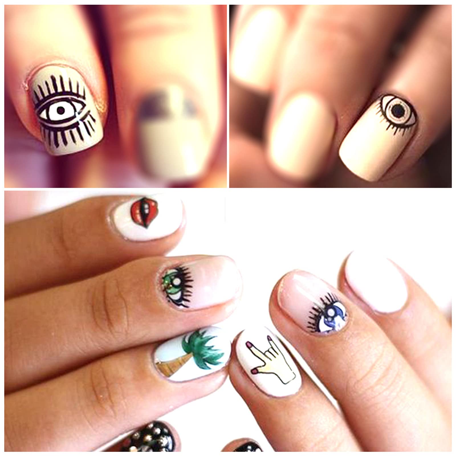 Evil Eye Nail Art Stickers - Water Decals for Nails with Retro Lattice & Starry Sky Design - DIY Manicure Accessories for Nail Salon & Home Use - Perfect for Parties, Weddings, and Special Occasions