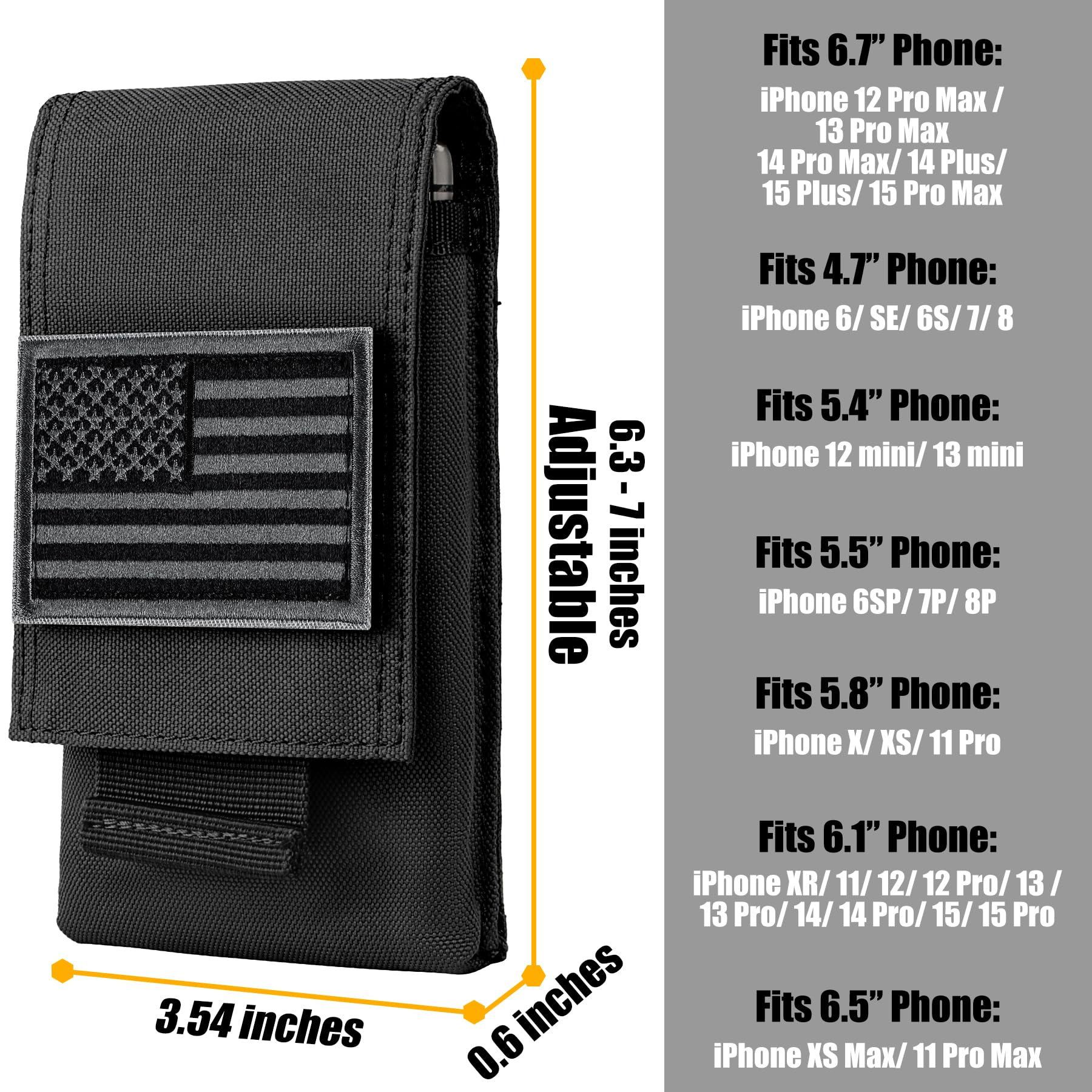 IronSeals Tactical MOLLE Phone Pouch Holster - Waist Belt Pouch with Quick Release Tab for iPhone 16 Pro Max/16 Pro/16/15 Pro Max/14 Pro Max/13 Pro Max/12 Pro Max/11 Pro Max - Perfect for Hiking, Camping & Outdoor Adventures