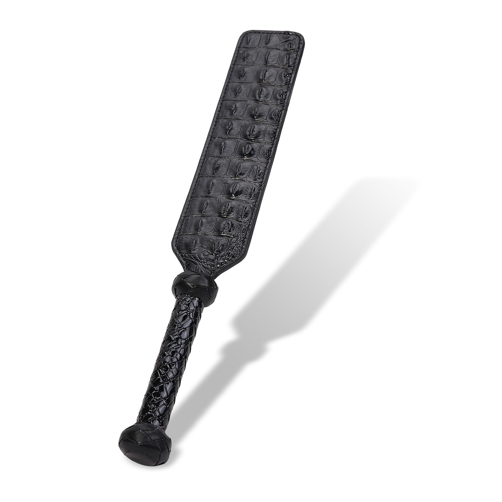 Premium Faux Crocodile Leather Spanking Paddle - 16.3 Inch BDSM Toy for Adults, Black Faux Leather Bondage Paddle Set - Perfect for Couples Play, Spanking Games & Sensual BDSM Scenes
