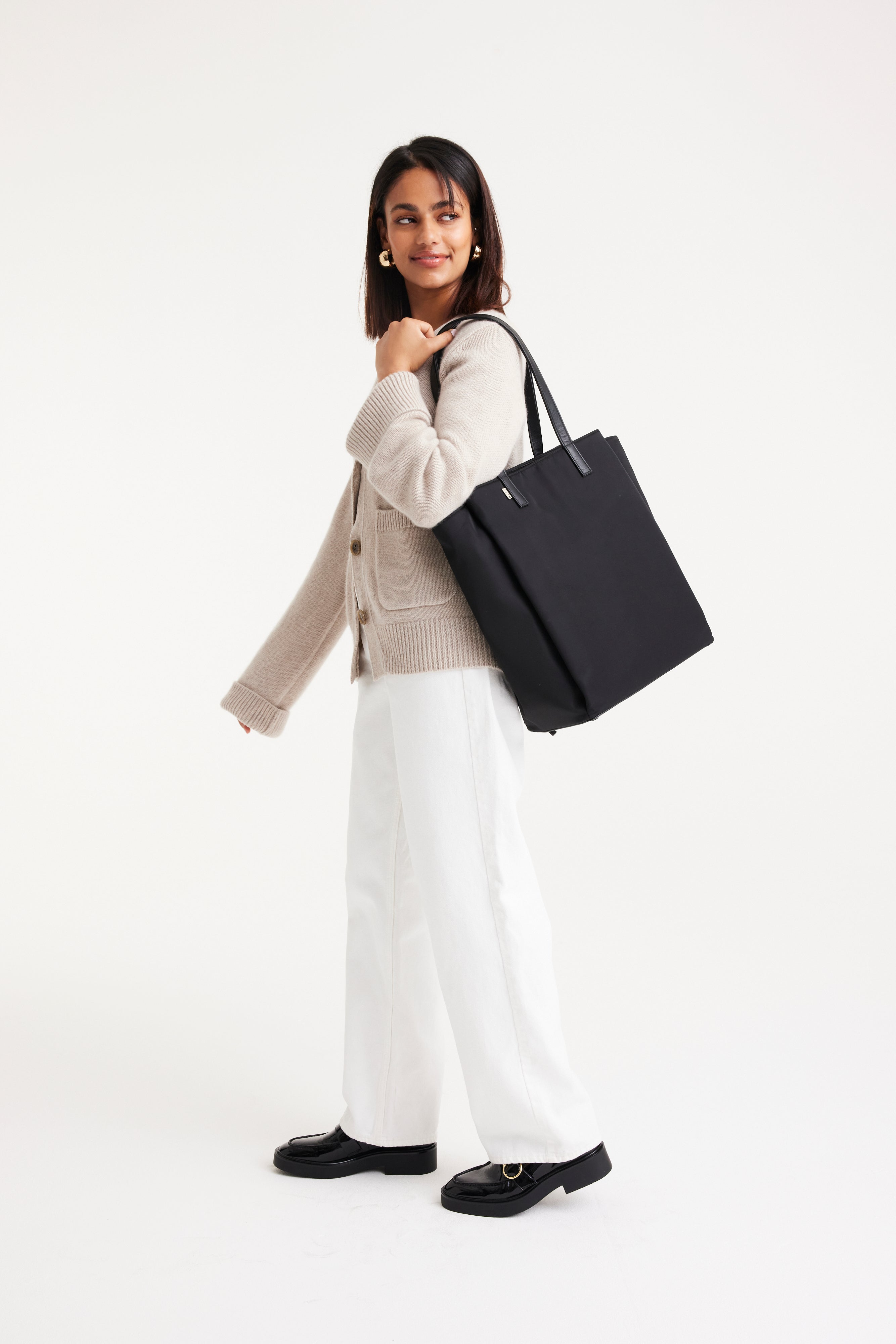 Stylish Black Commuter Tote Bag for Women - Waterproof Work Tote with Laptop Pocket - Perfect for Office, Business Travel & Daily Use