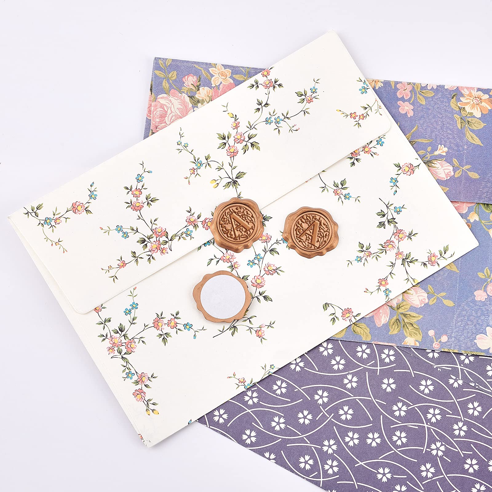 Gold Letter A Wax Seal Stickers - Self-Adhesive for Wedding Invitations & Envelopes
